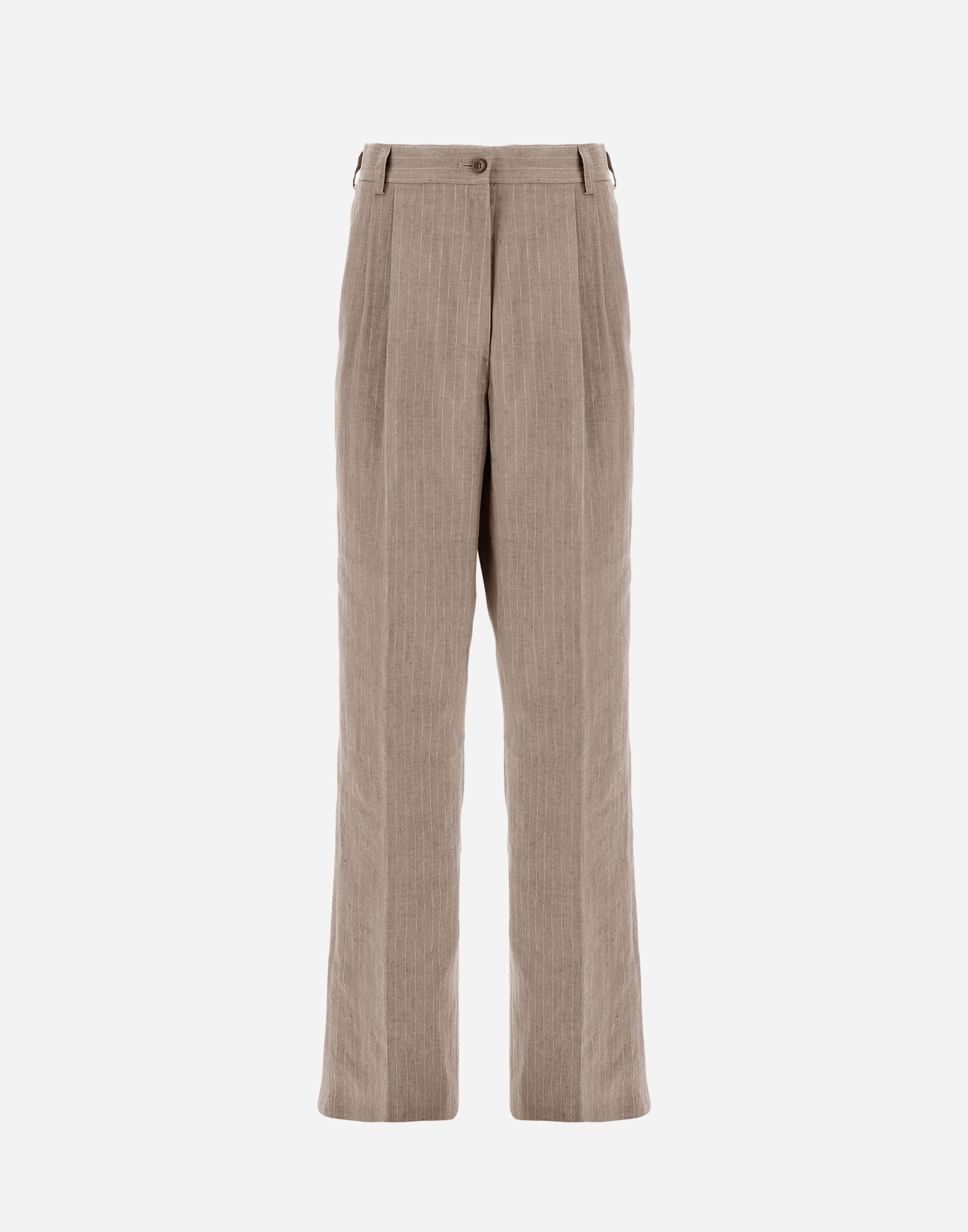 Herno Trousers In Linen Pinstripe In Chantilly