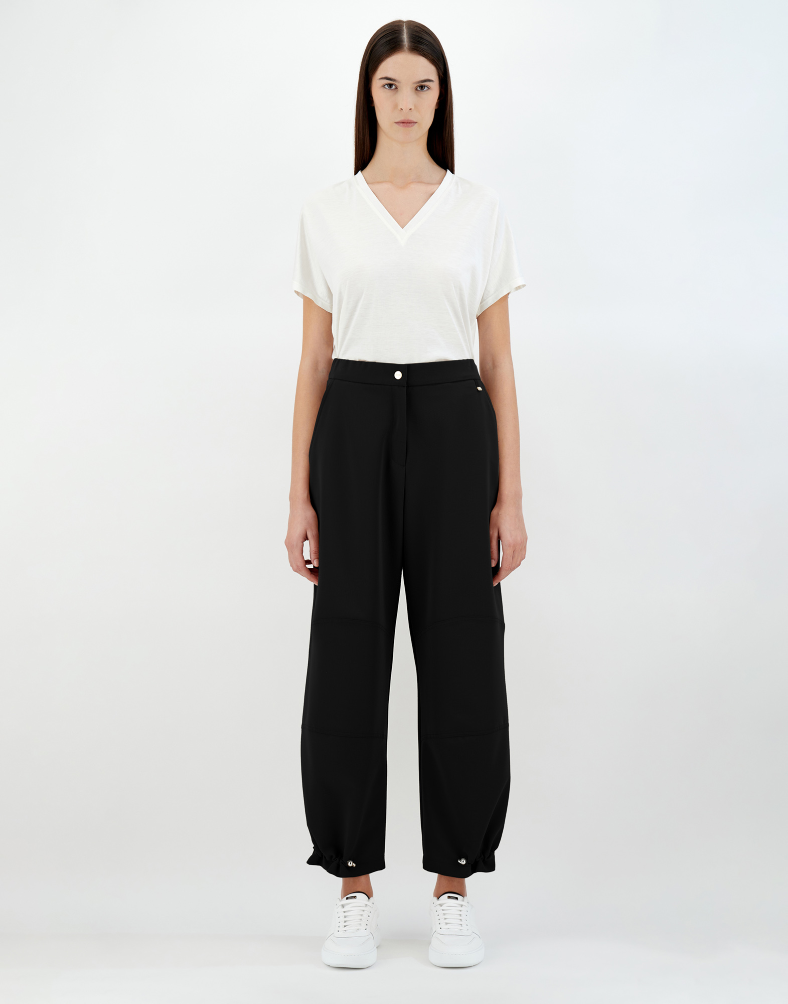 Herno Viscose Effect Trousers In Black