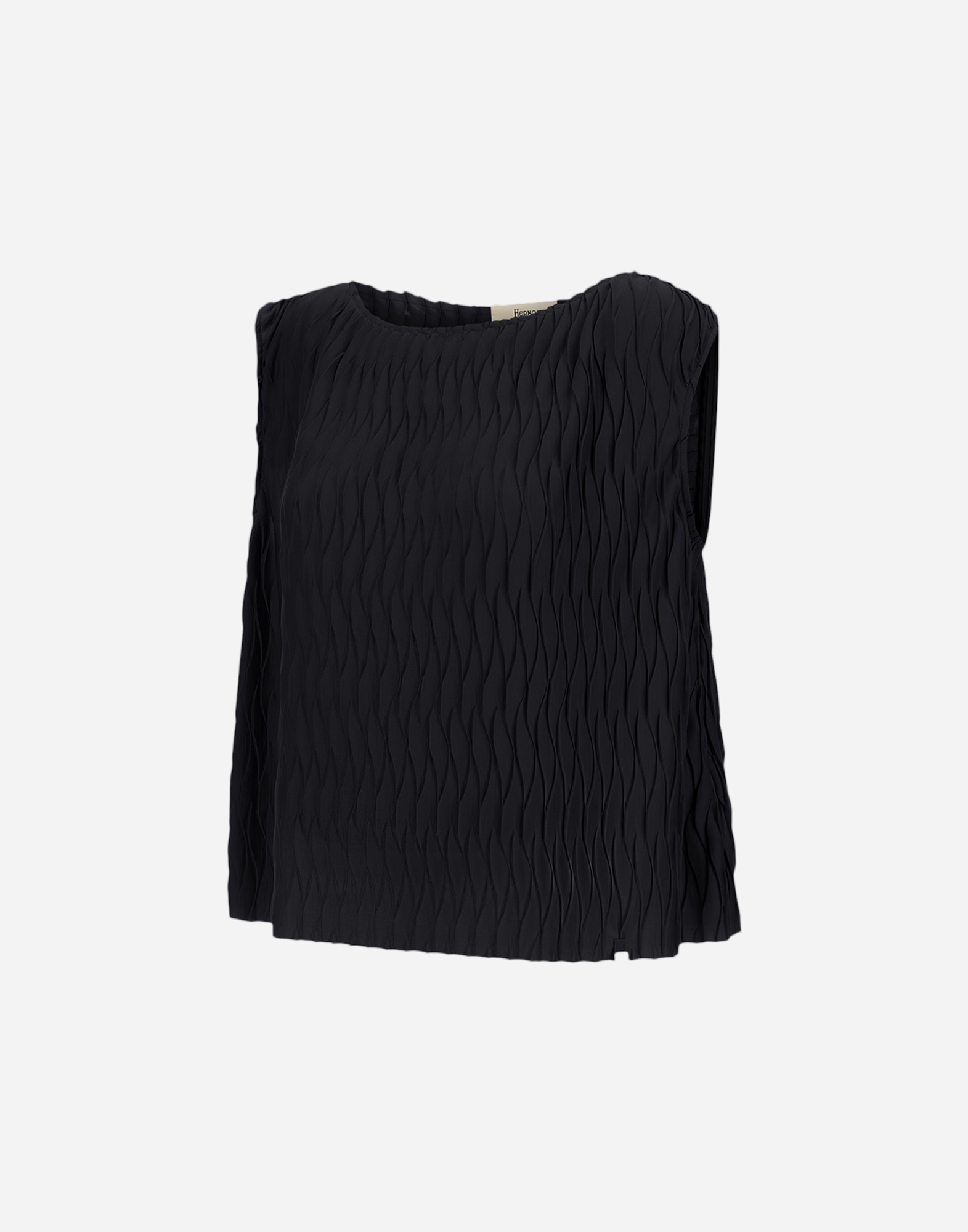 Herno Wrinkled Effect Polyester Jersey Tank Top In Black