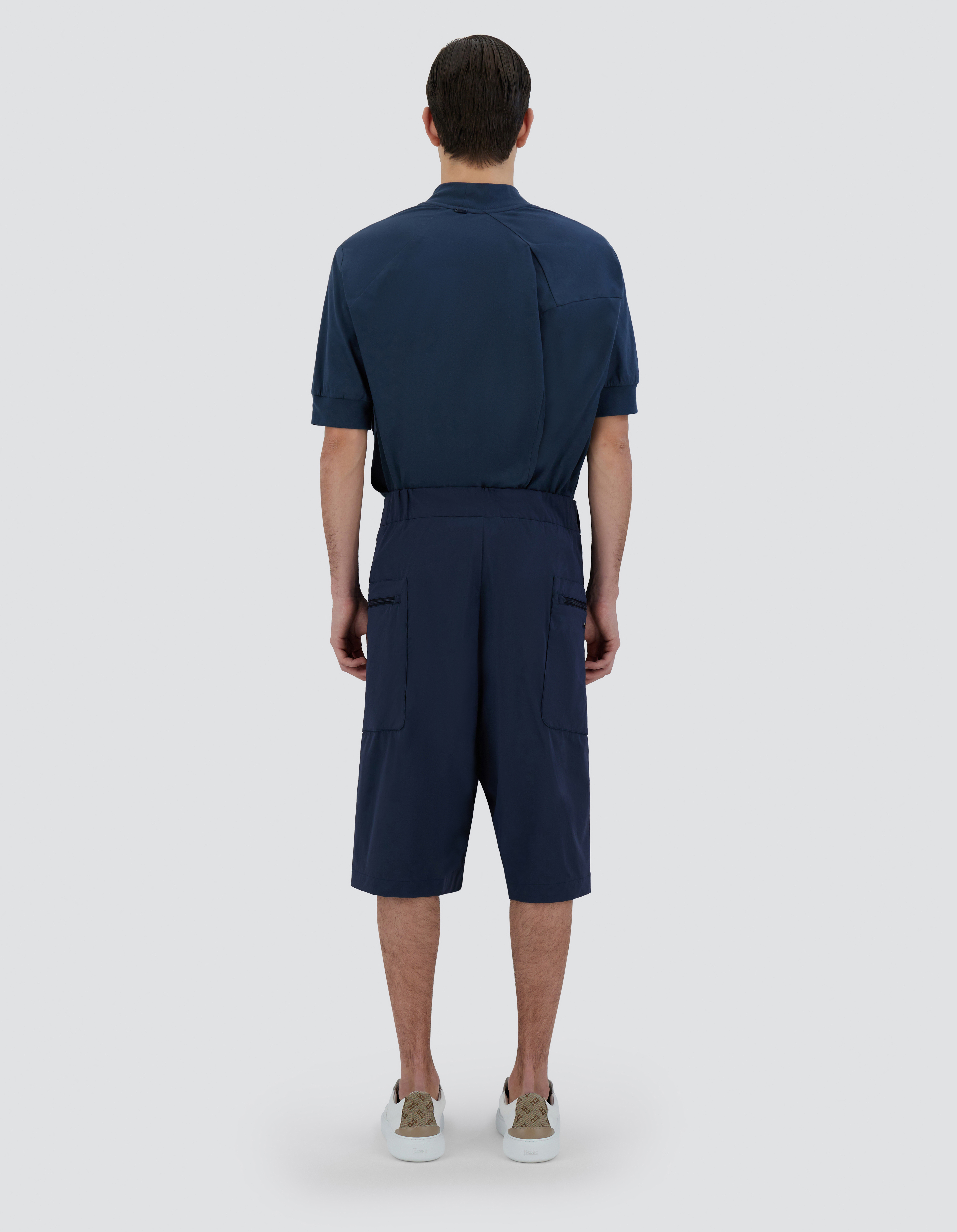 Shop Herno Globe Cropped Trousers In Eco Everyday In Blue
