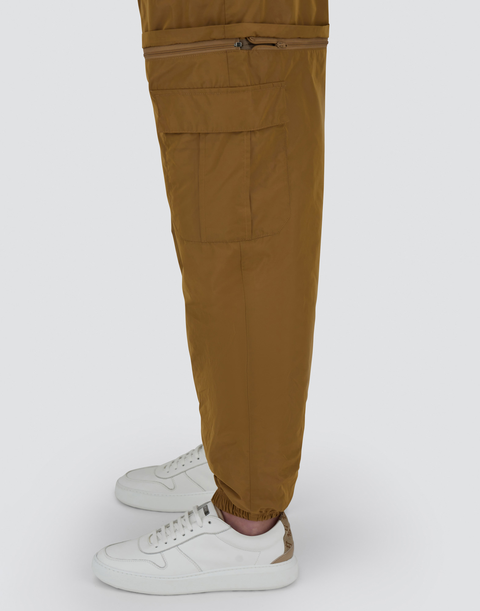 Herno New Techno Taffeta Cargo Trousers In Camel