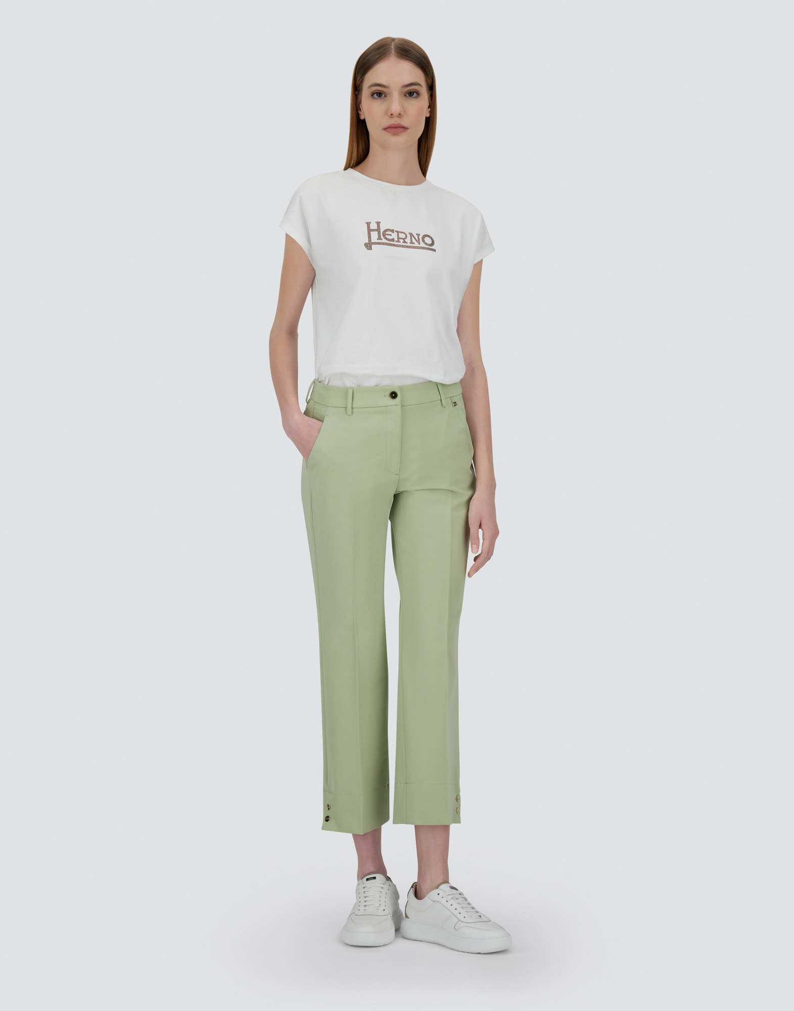 Herno Trousers In Viscose Effect In Light Green