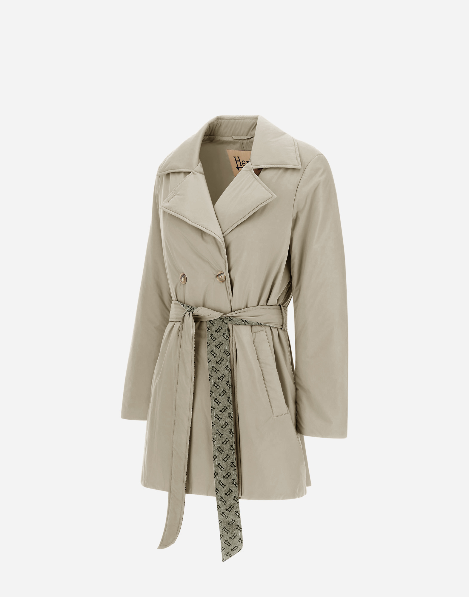 Herno Trench Coat In Ecoage And Monogram Lurex In Chantilly