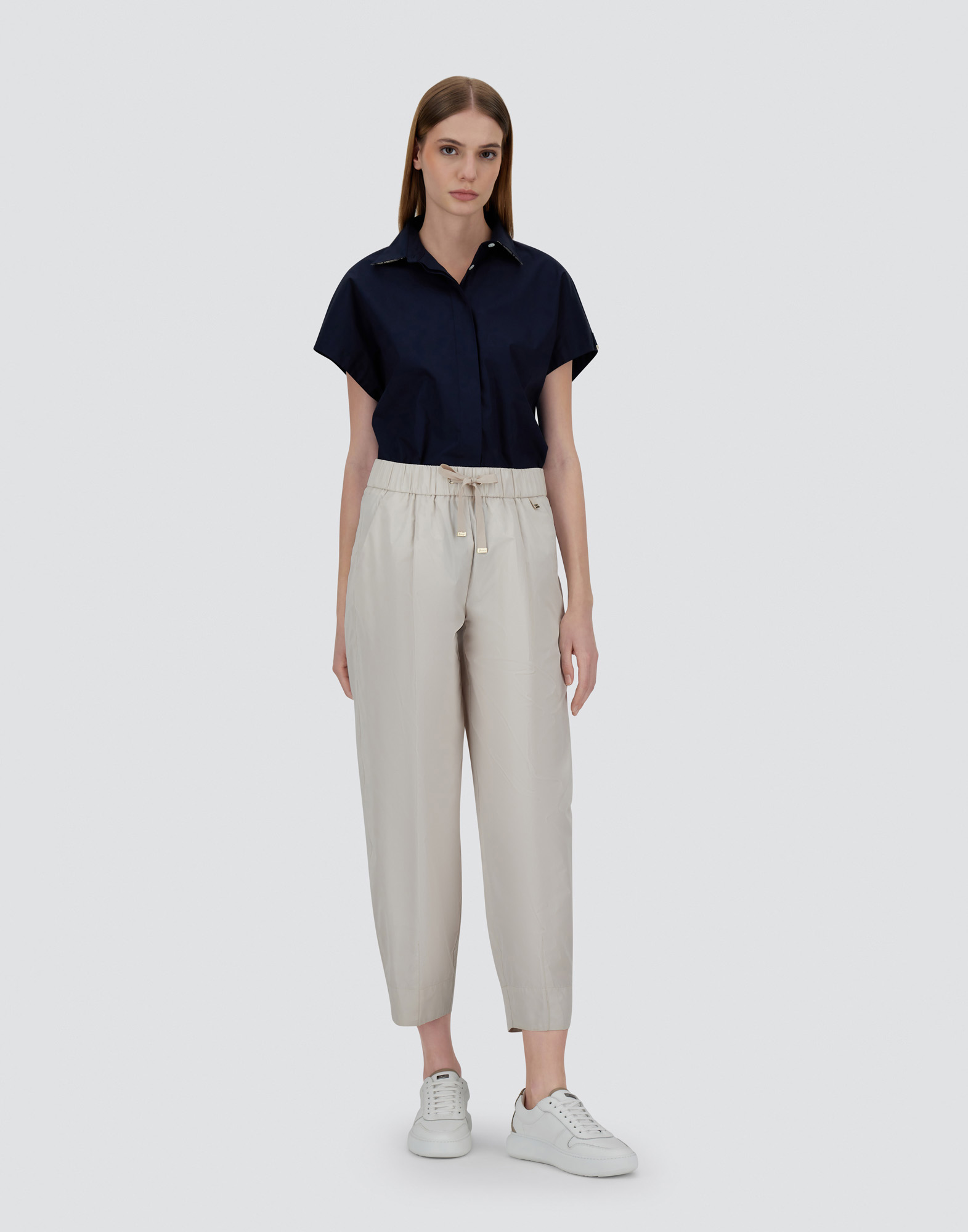 Herno New Techno Taffeta Trousers In Chantilly