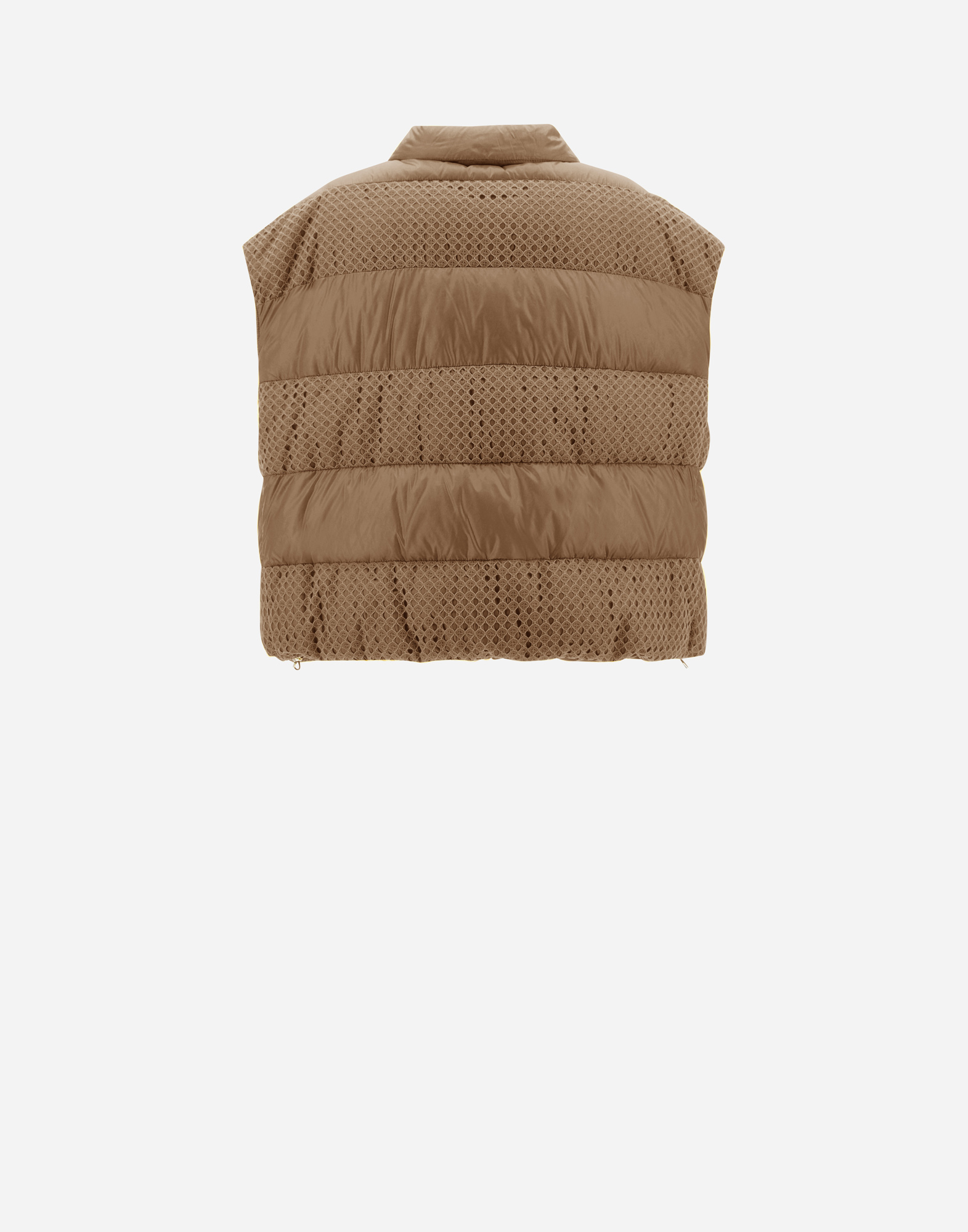 Herno Sleeveless Nylon Ultralight And Spring Lace Jacket In Camel