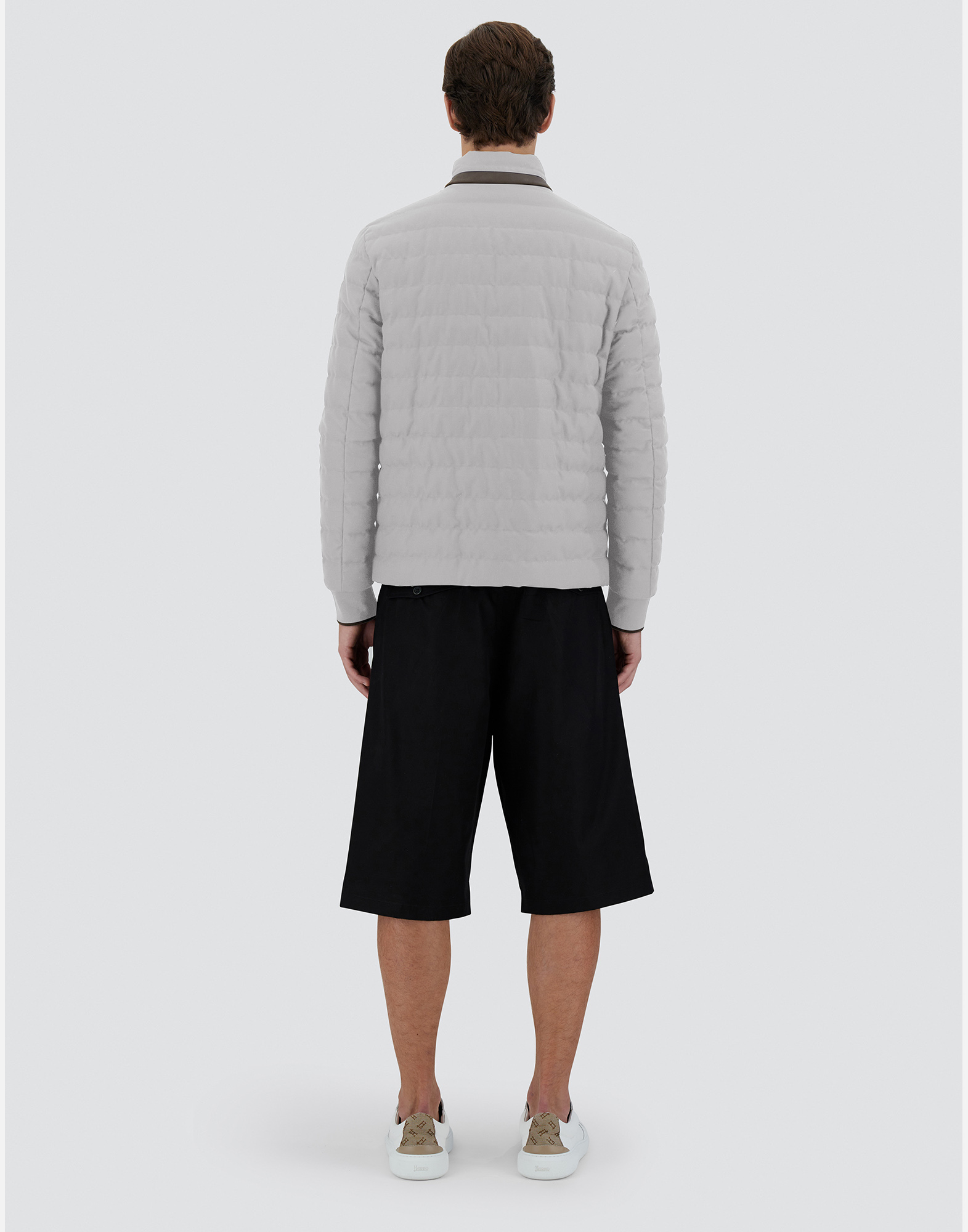 Herno Reversible Cotton Cashmere Rain And Ecoage Bomber In Pearl