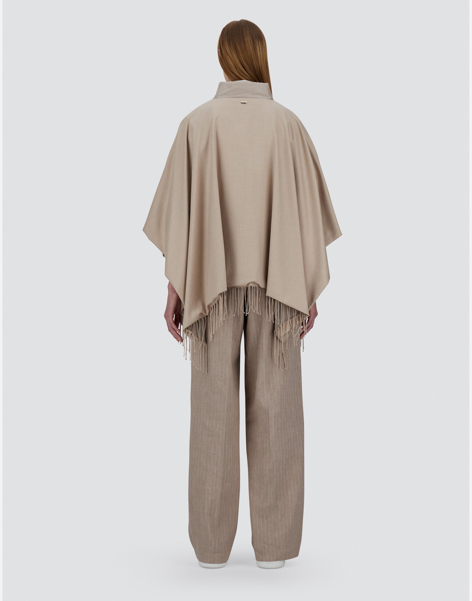 Herno Poncho In Summer Silk And Nylon Ultralight In Chantilly