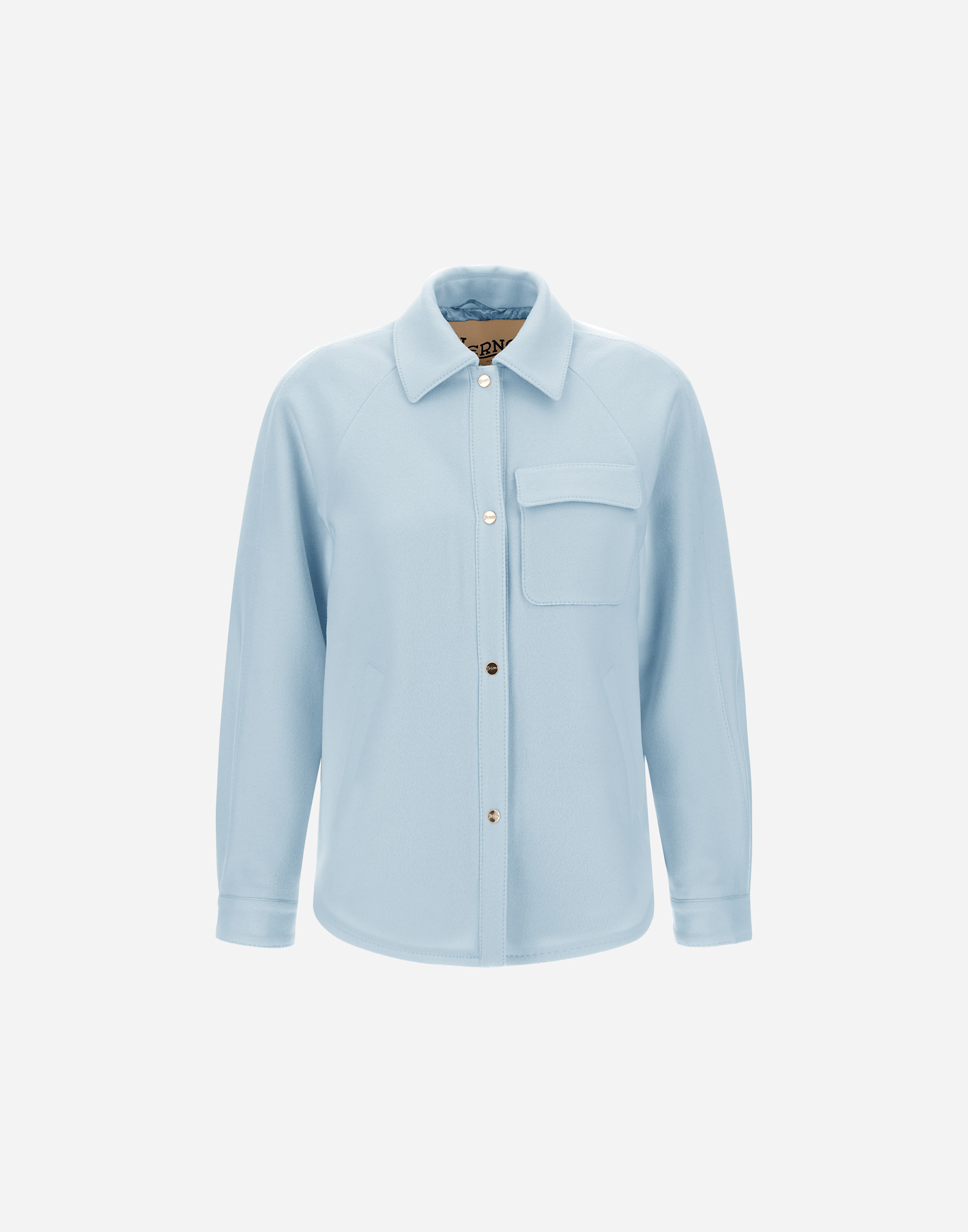 Herno Last Cold Wool Shacket In Light Blue