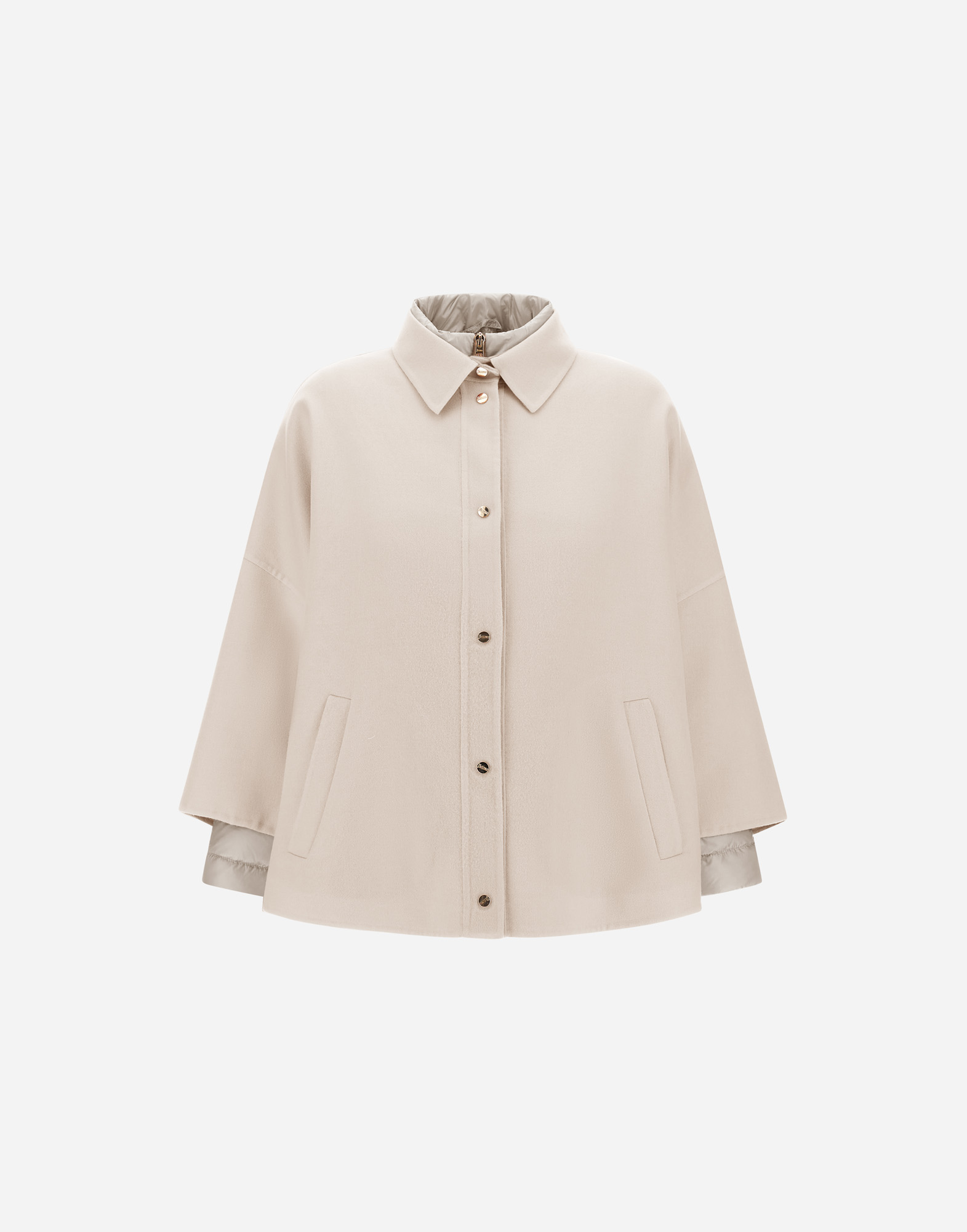 Herno Shacket In Double Wool And Nylon Ultralight In Chantilly