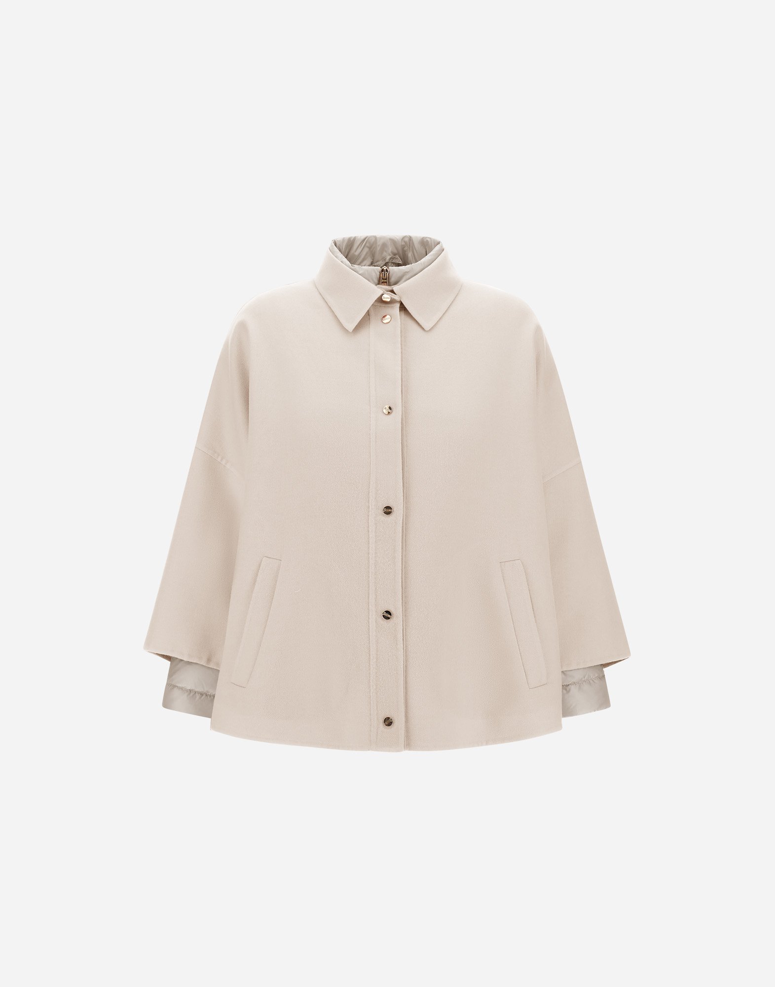 Herno Shacket In Double Wool And Nylon Ultralight In Chantilly