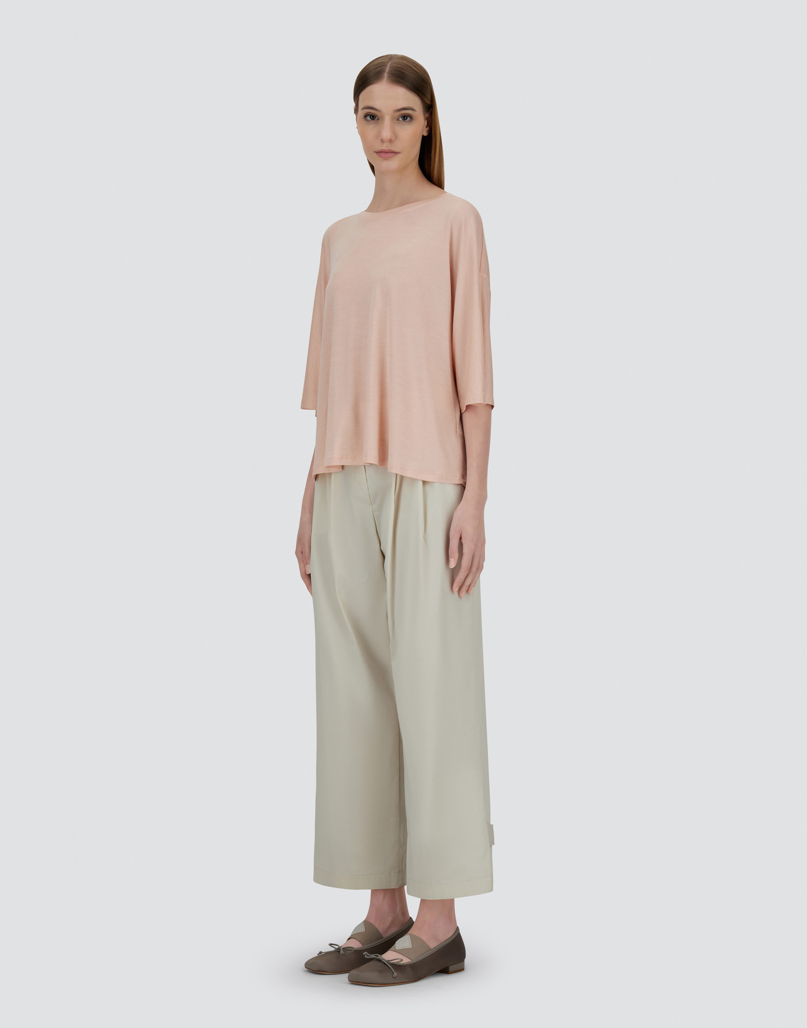 Herno T-shirt In Light Silk & Wool In Light Pink