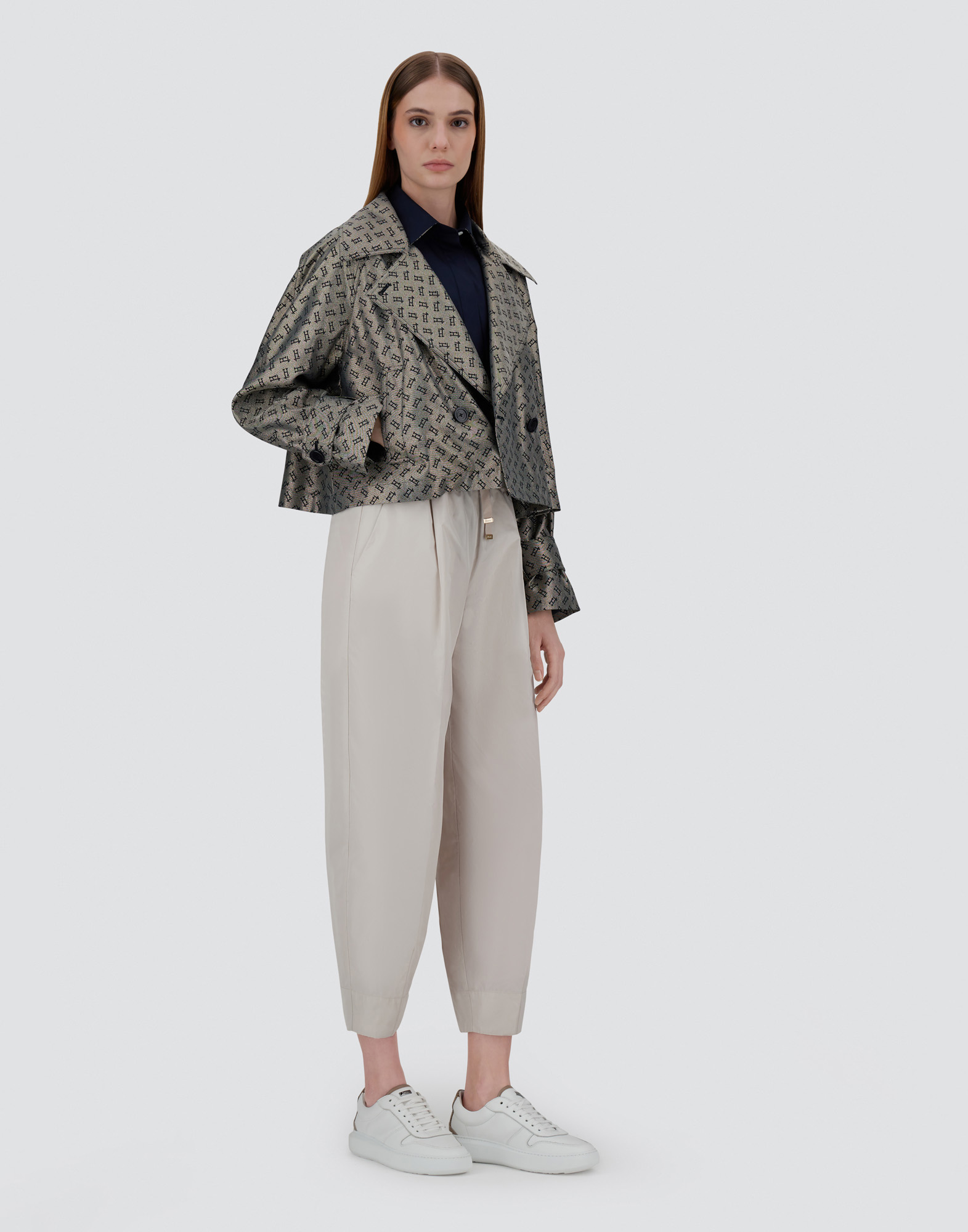 Herno Jacket In Monogram Lurex In Golden/blue