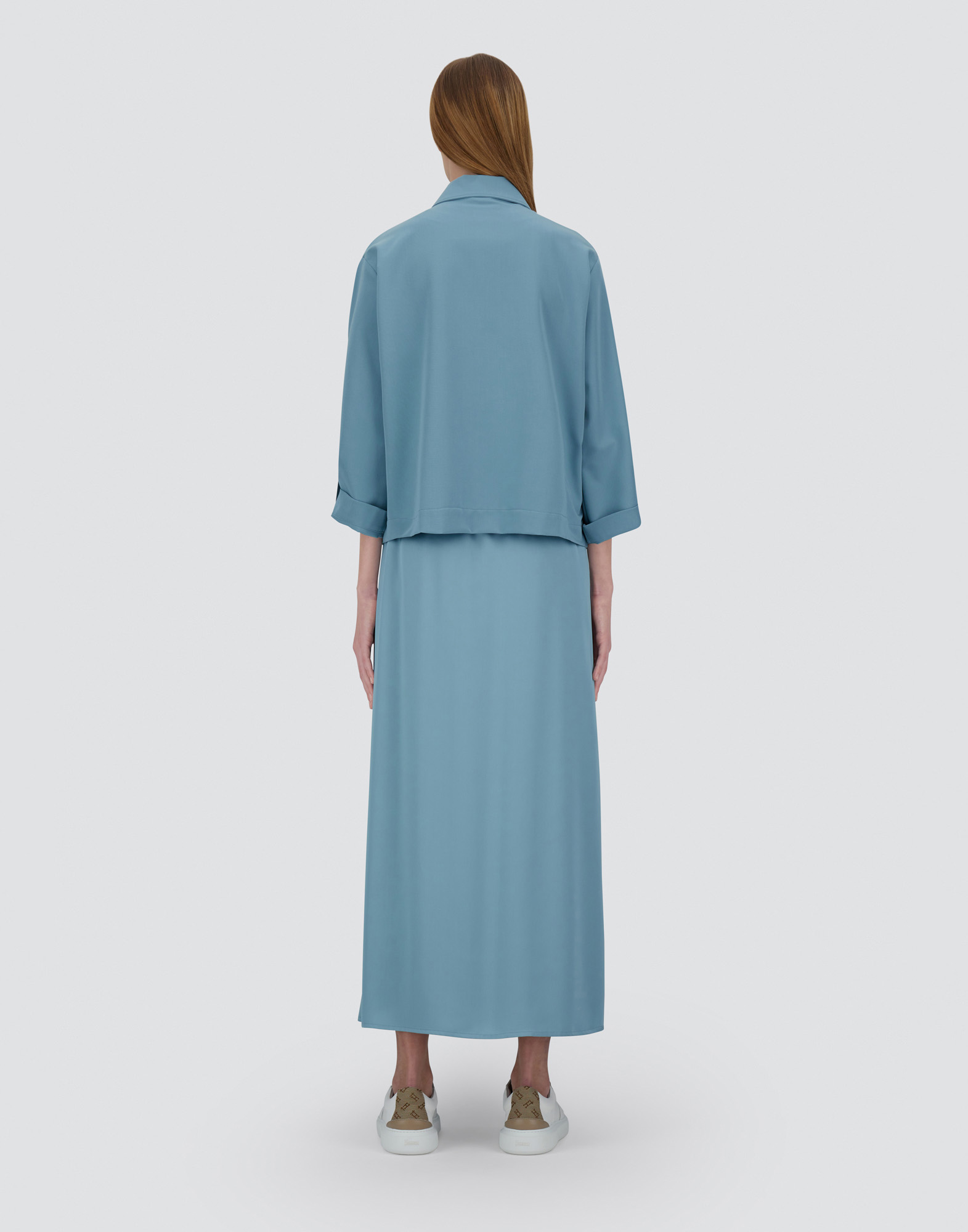 Herno Viscose-effect Shacket In Light Blue
