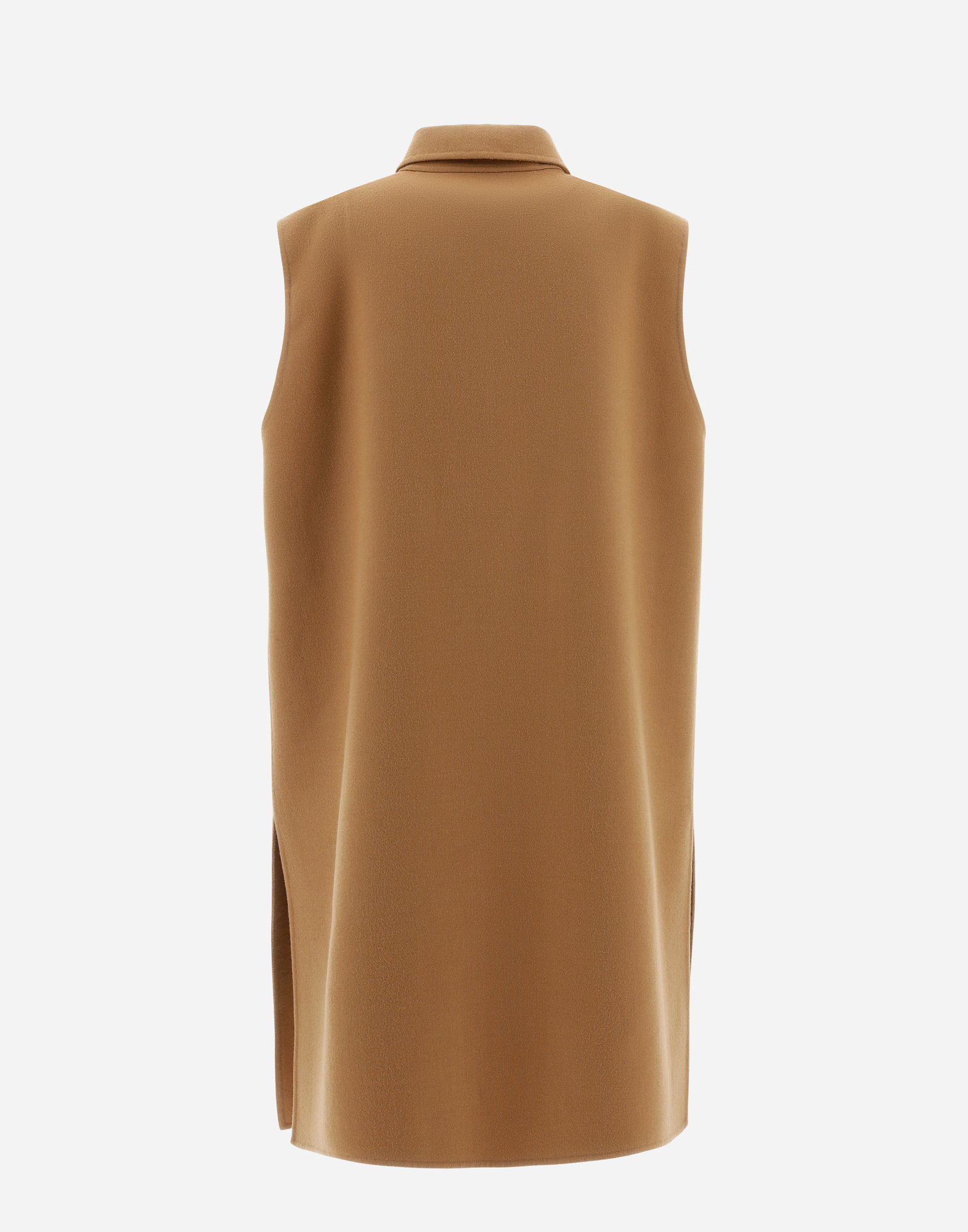 Shop Herno Sleeveless Double-layered Wool Jacket In Camel
