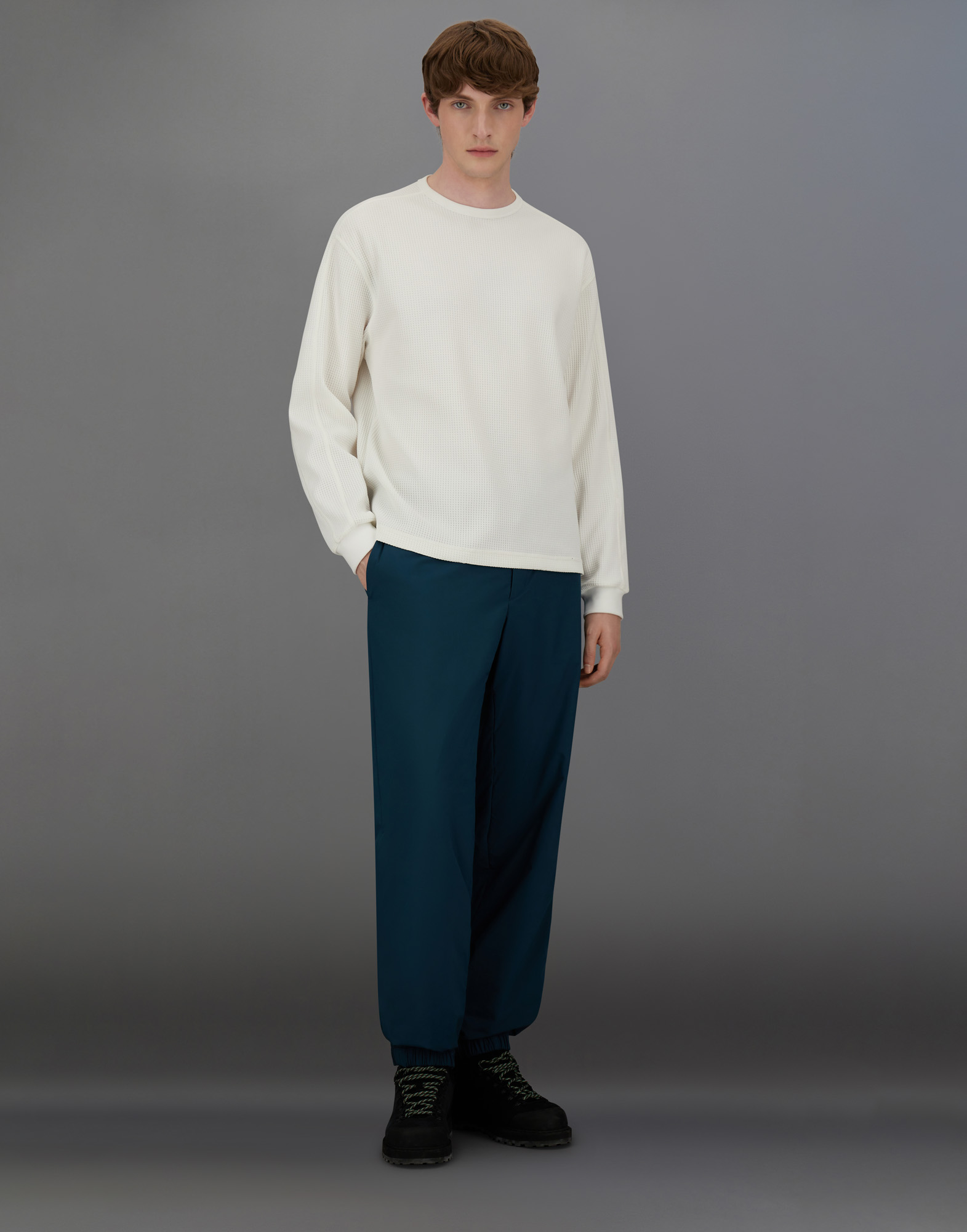 Herno Laminar Waffle Jersey Sweatshirt In White