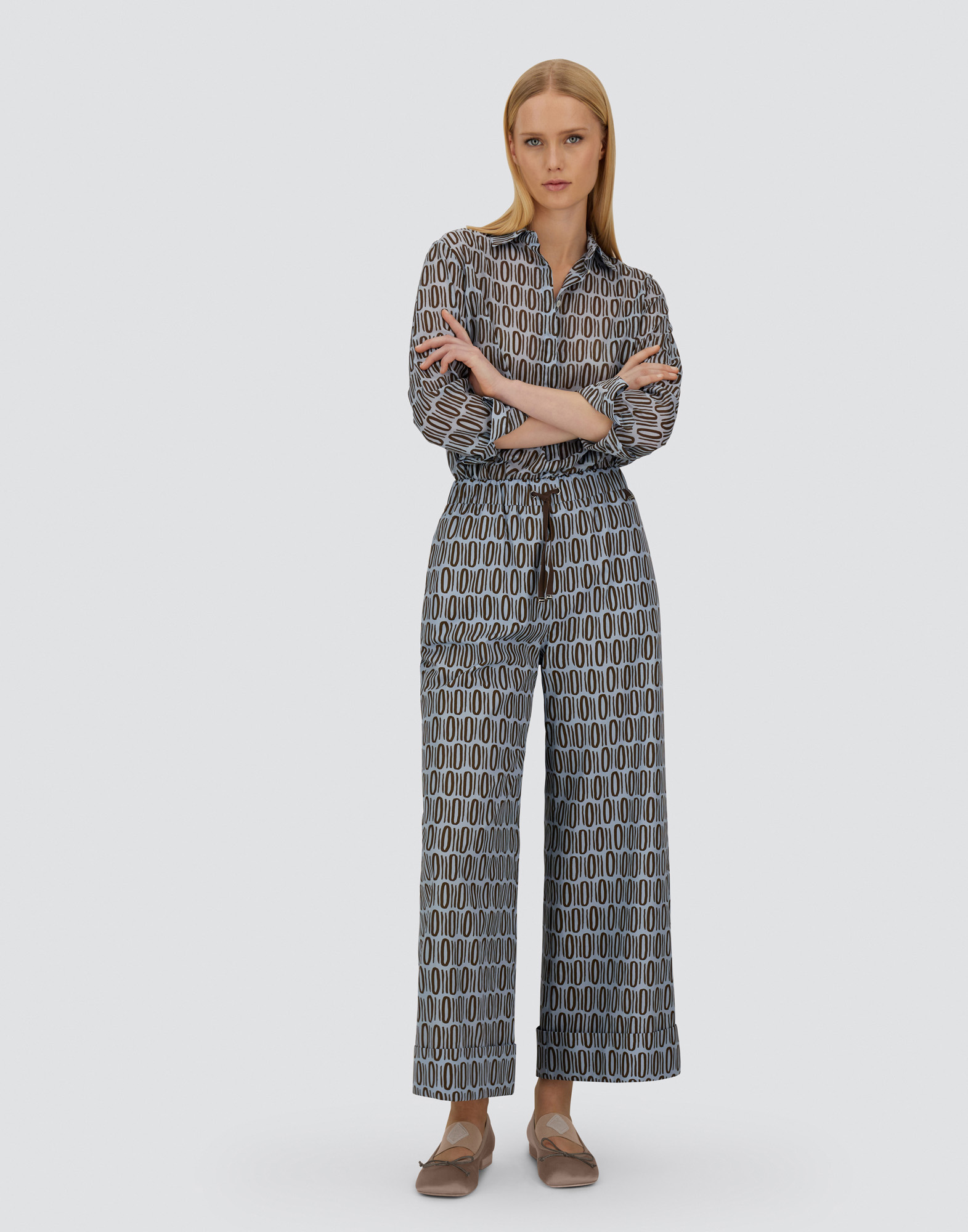 Herno Resort Trousers In Cotton Rectangular Print