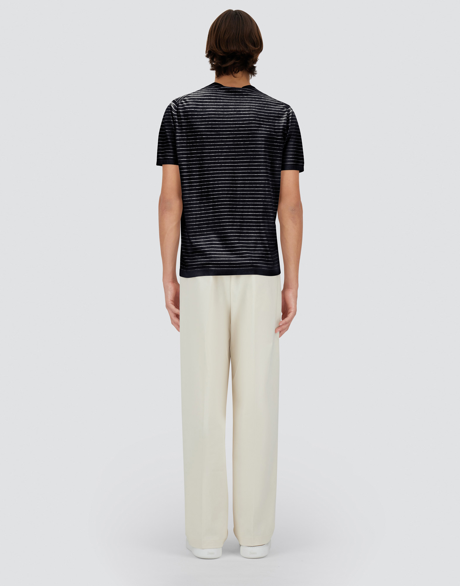 Herno Plain Cotton Knit T-shirt In Blu Navy