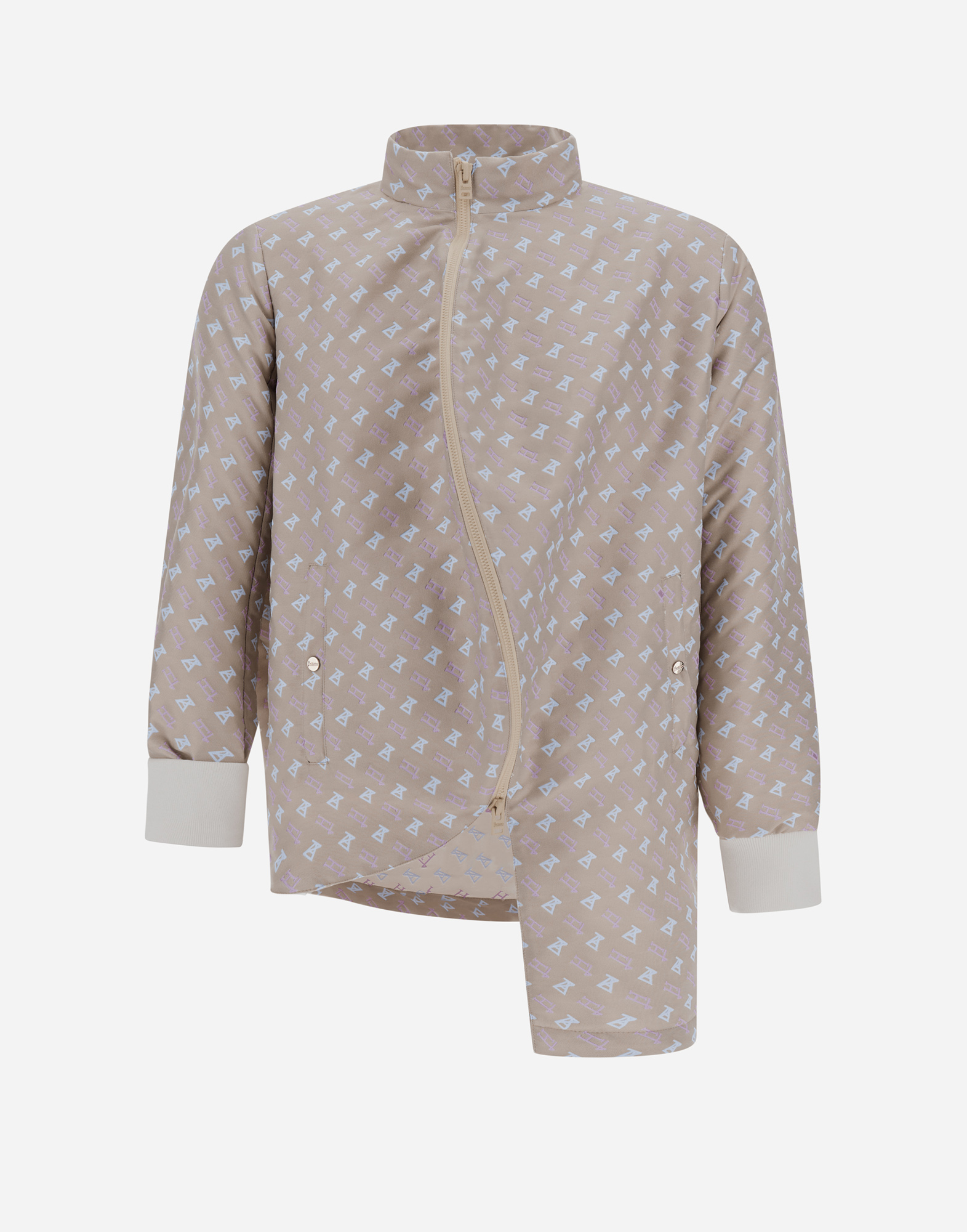 Shop Herno Globe Bomber Jacket In Photocromatic Monogram In Light Beige