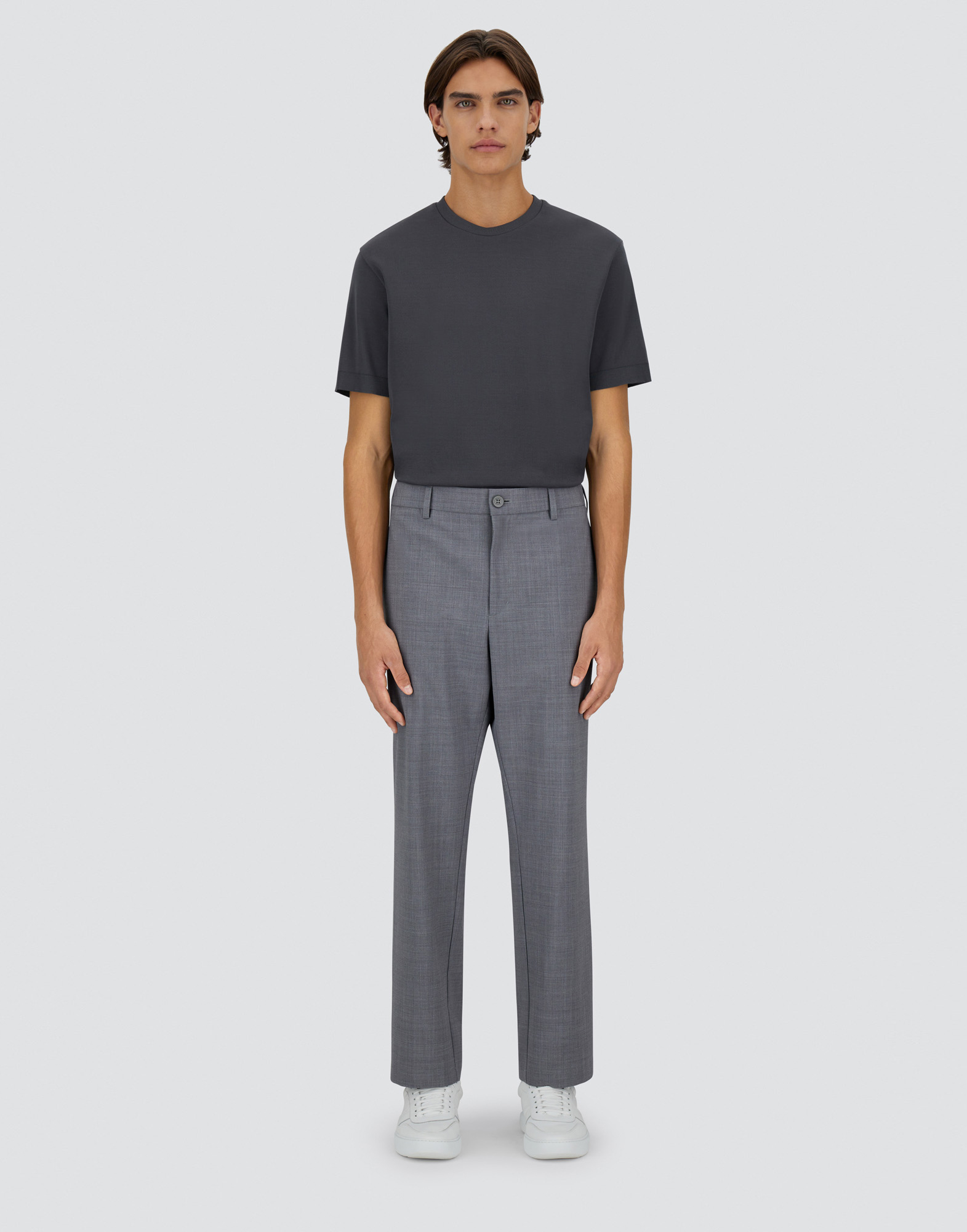 Herno Light Wool Blend Trousers In Grey