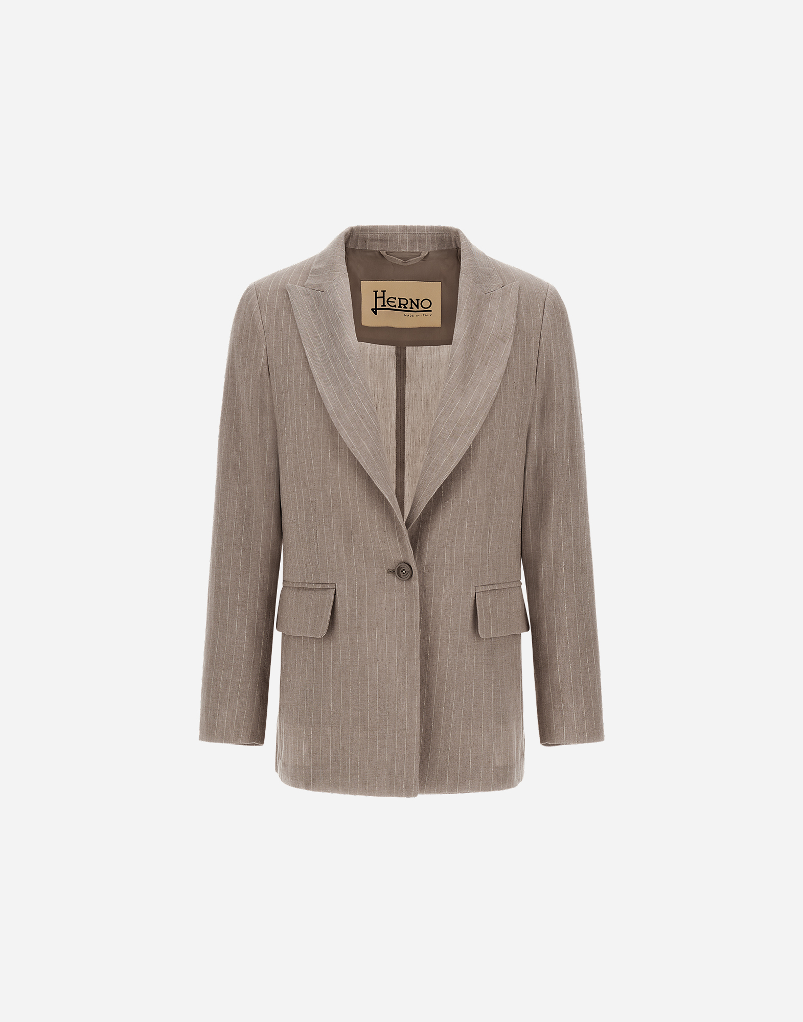 Herno Blazer In Linen Pinstripe In Chantilly