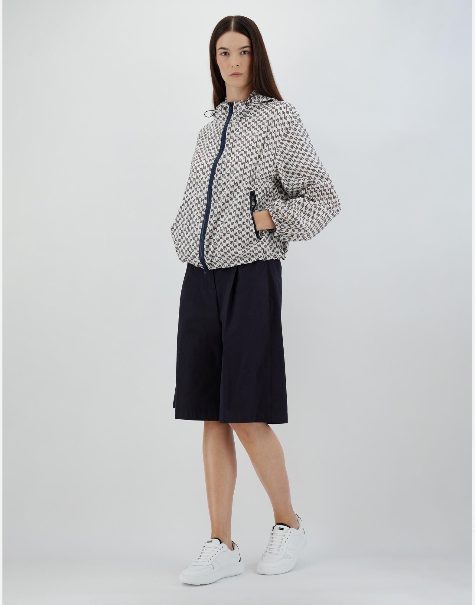 Herno Printex H Bomber Jacket In White/blue