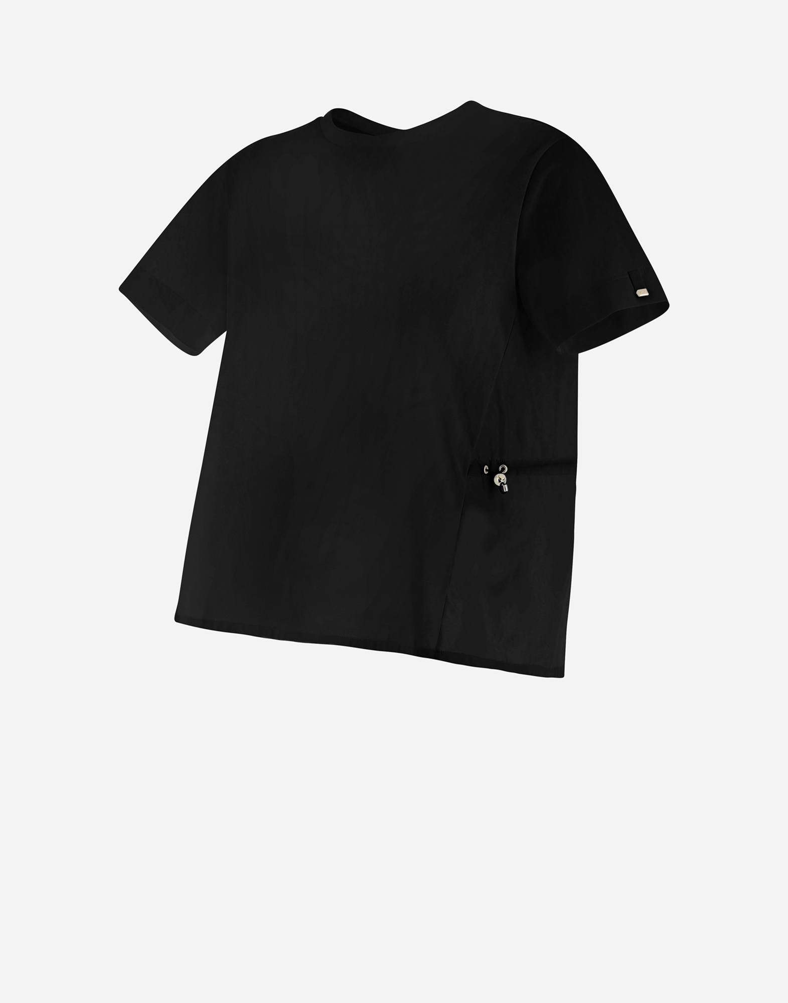 Herno Chic Cotton Jersey & New Techno Taffetà Tシャツ In Black