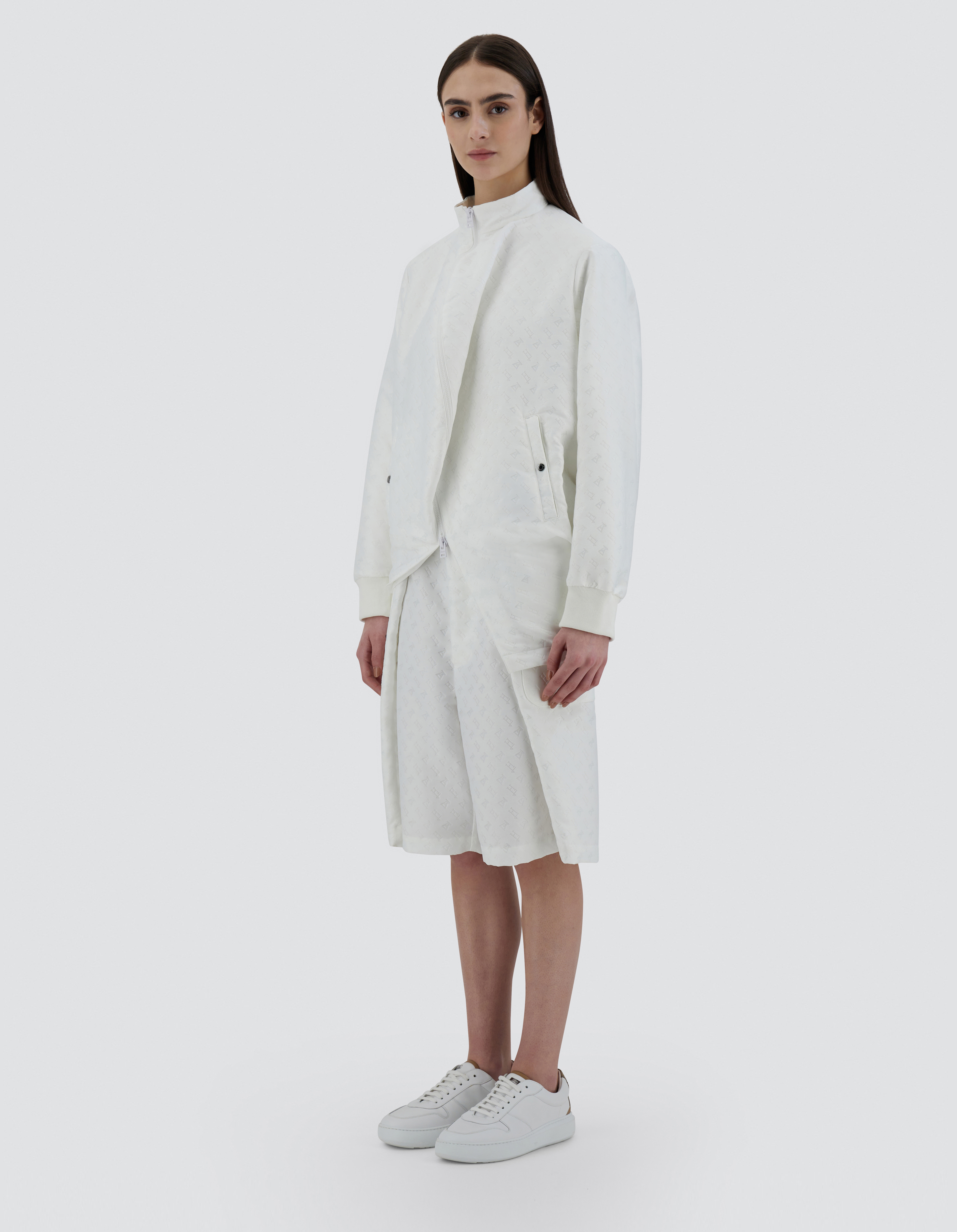 Herno Globe Bomber Jacket In Photocromatic Monogram In White