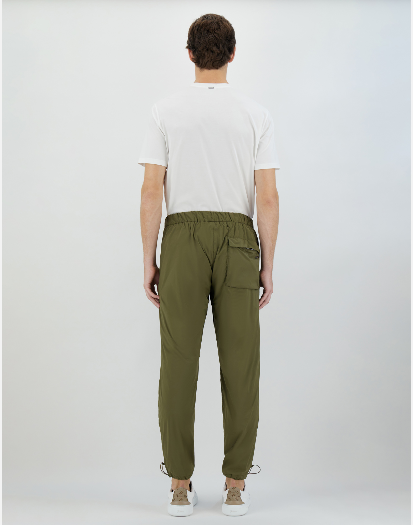 Herno Light Nylon Stretch Trousers In Light Military