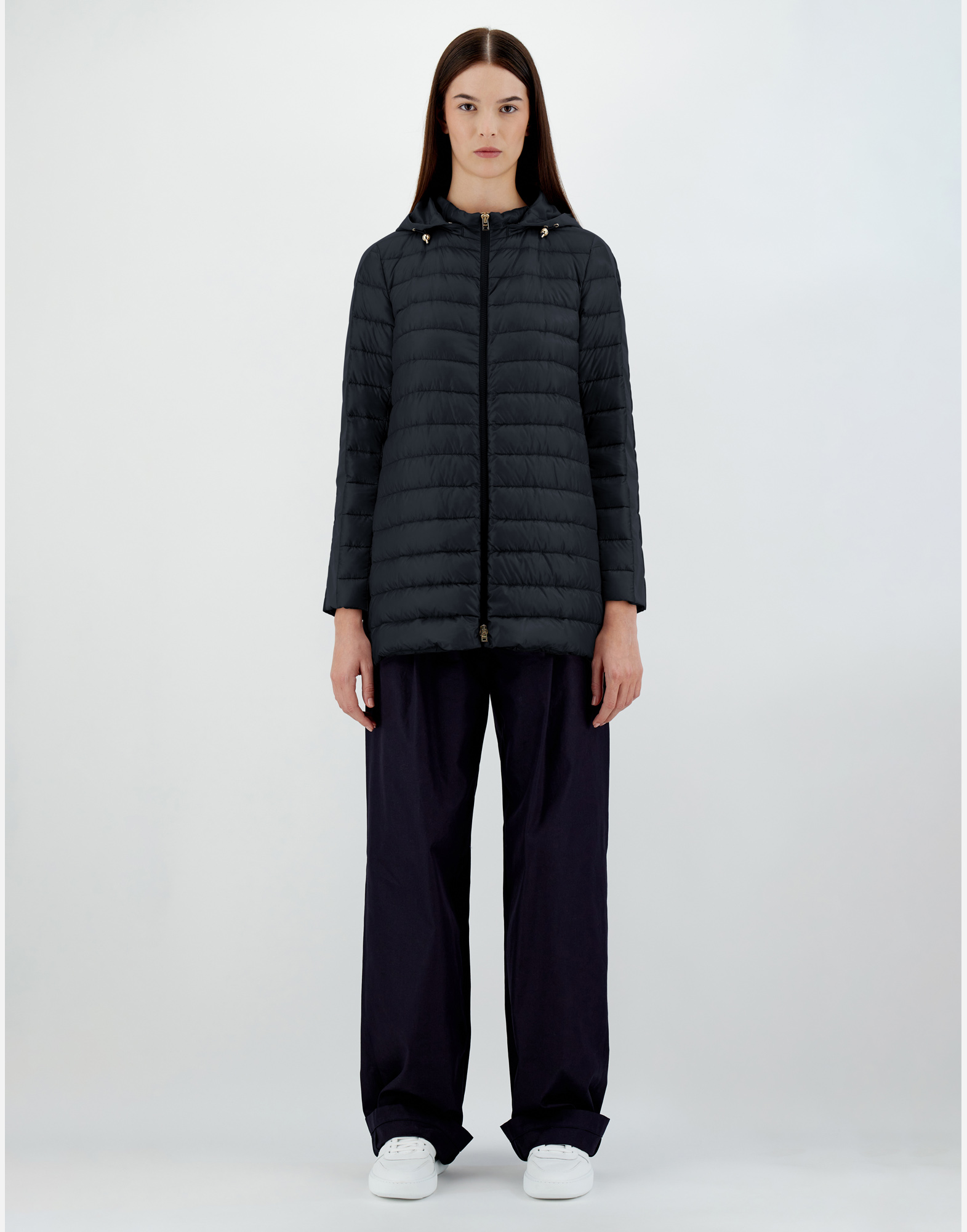 Herno A-shape Jacket In Nylon Ultralight And Techno Taffeta In Blu Navy