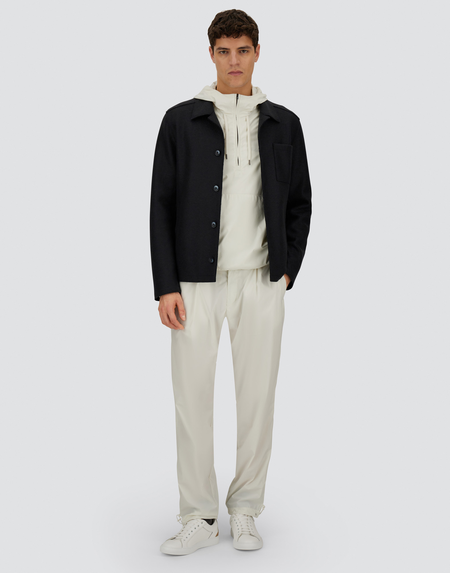 Herno Resort Shacket In Felted Wool In Blue