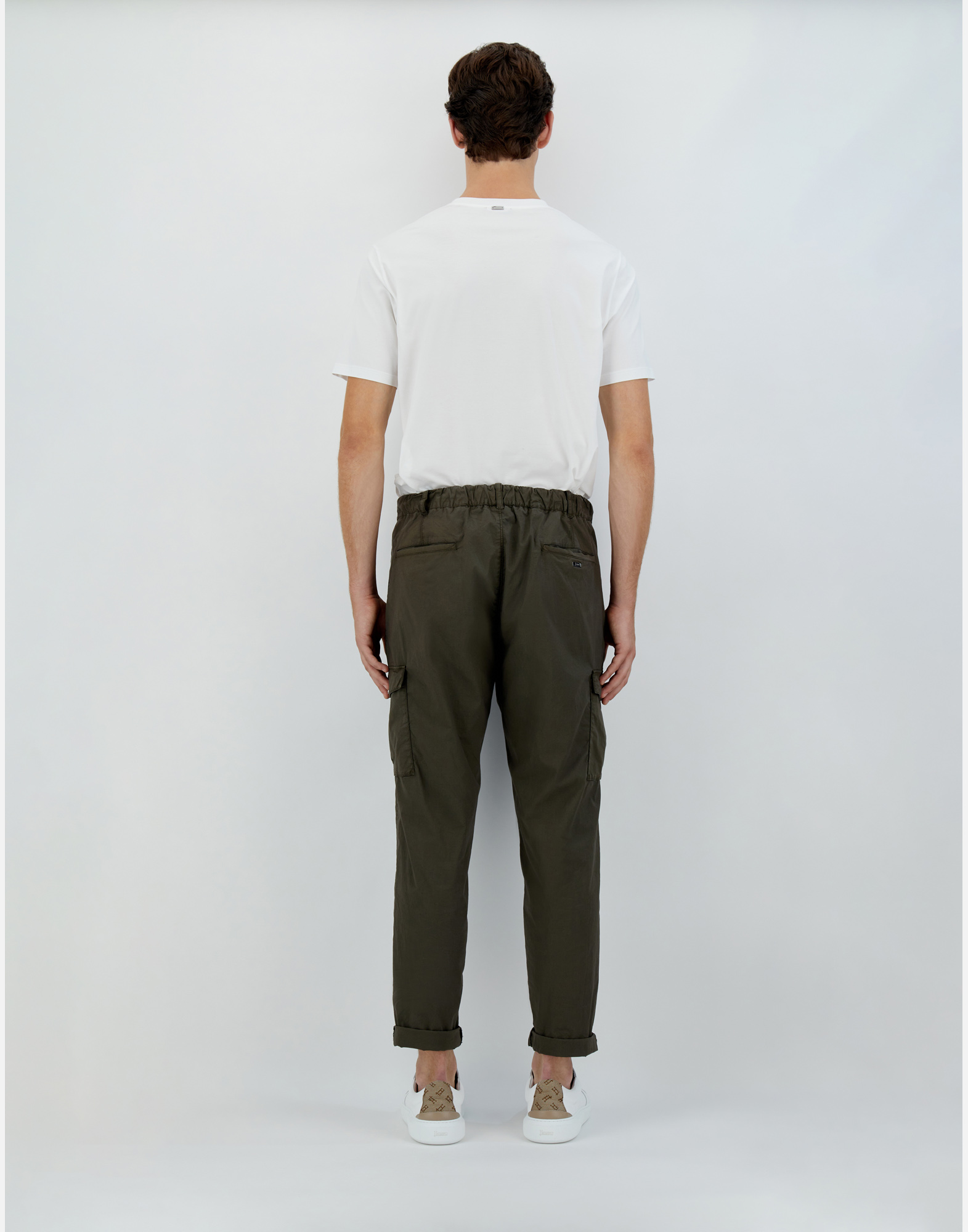 Herno Dyed Cotton Stretch Trousers In Light Military