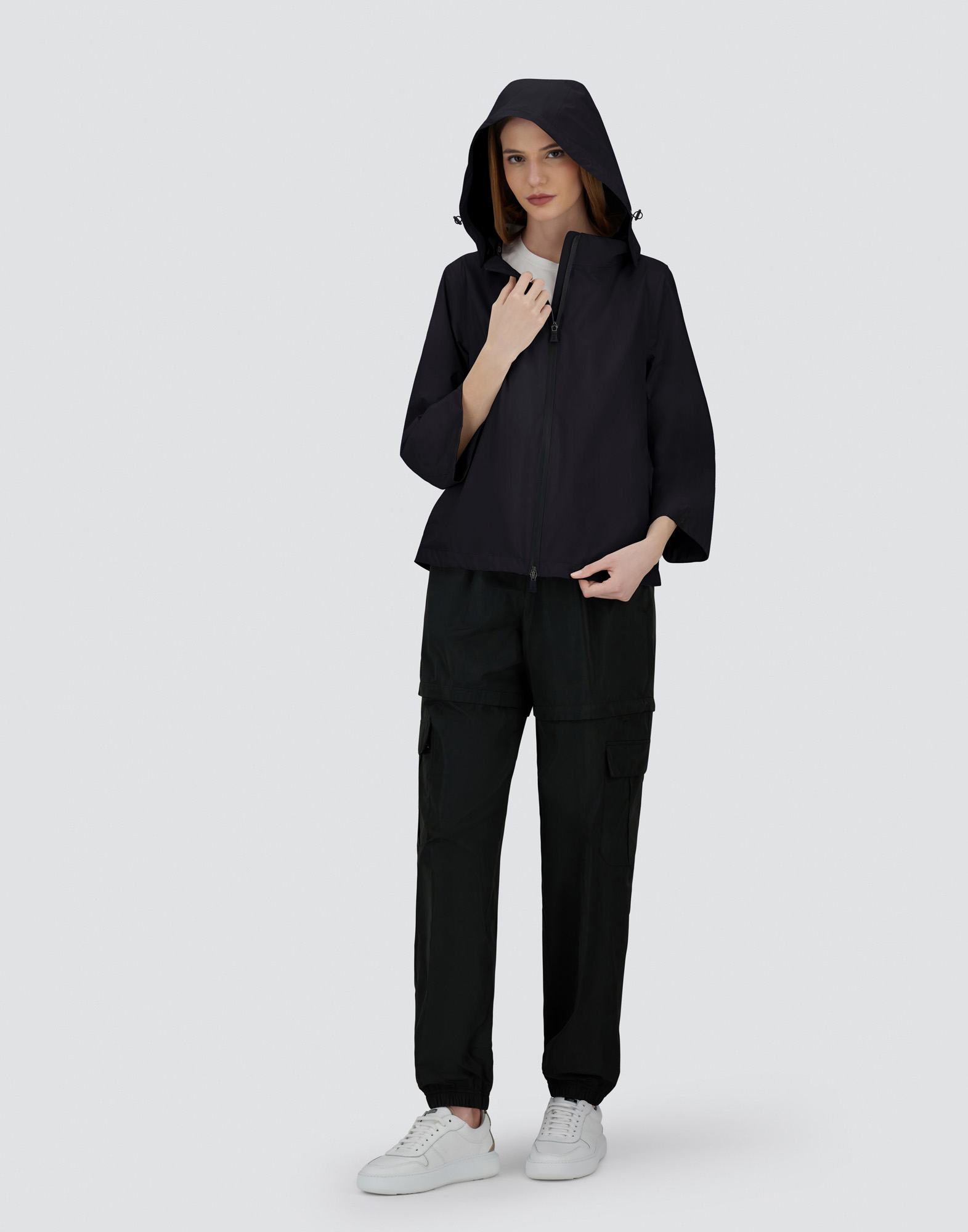 Herno Goretex New Paclite Zipper Cape In Black