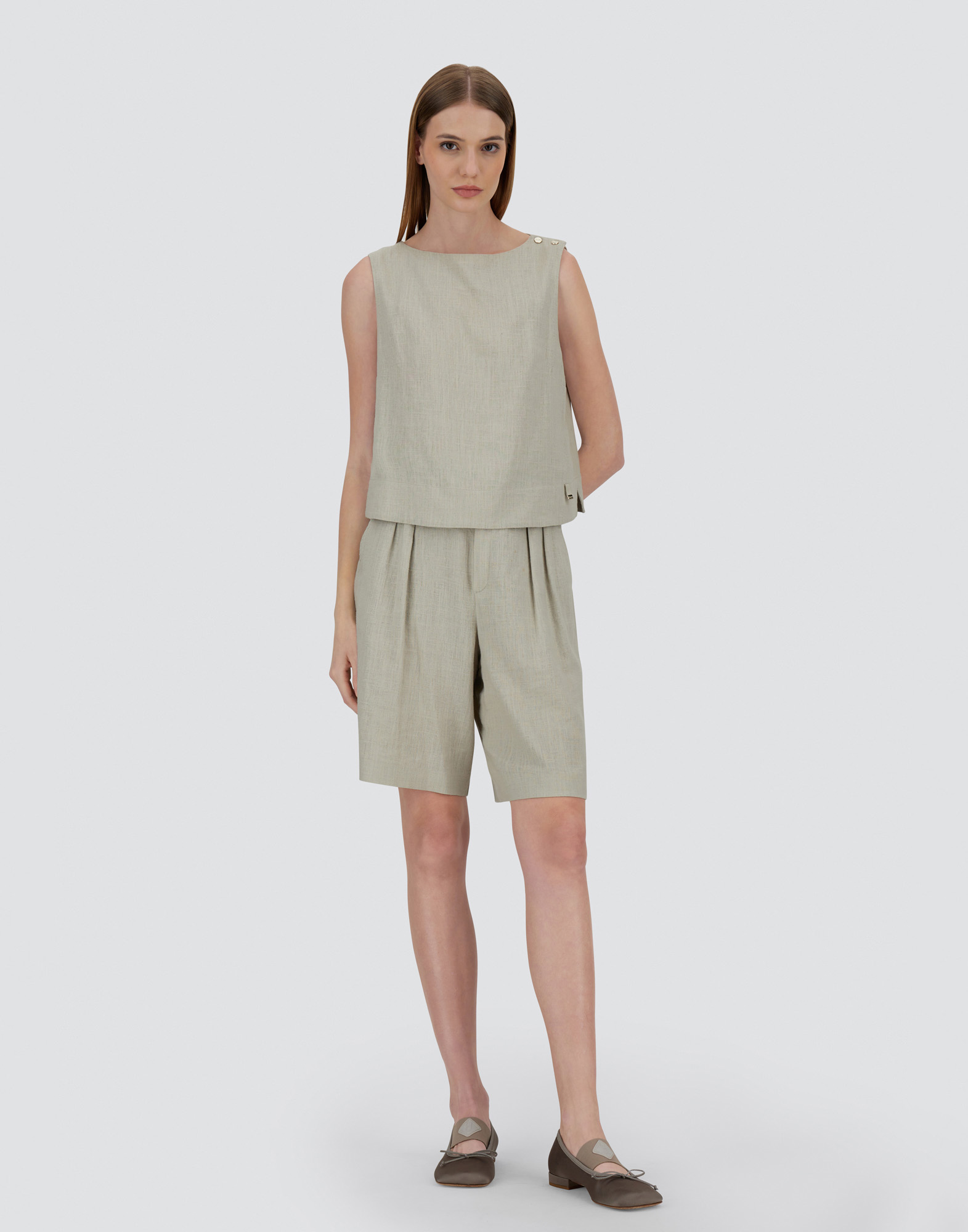 Herno Linen-blend Top In Chantilly