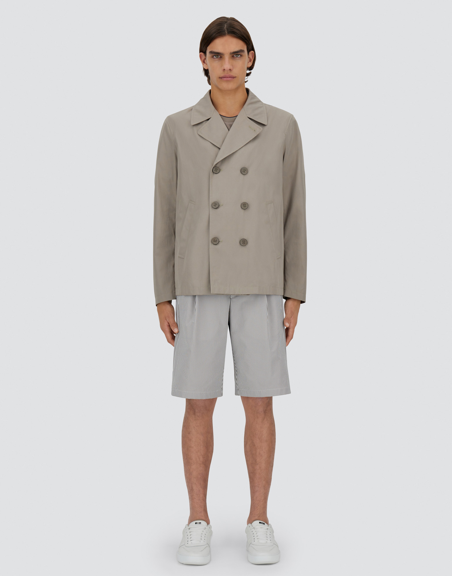 Herno Dove Grey Dean Peacoat In Dove Grey
