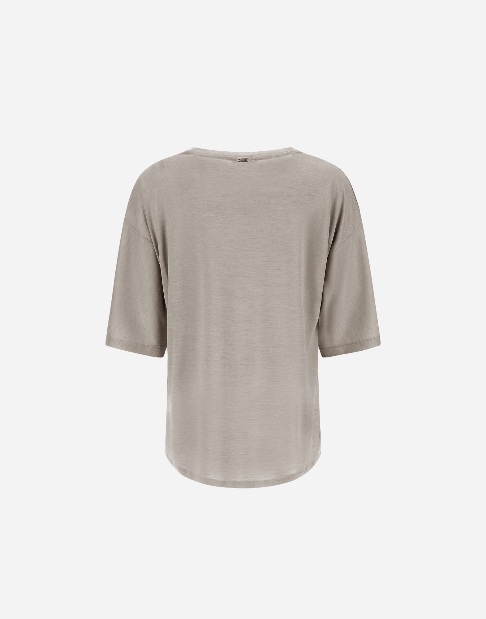Herno T-shirt In Light Silk & Wool In Chantilly