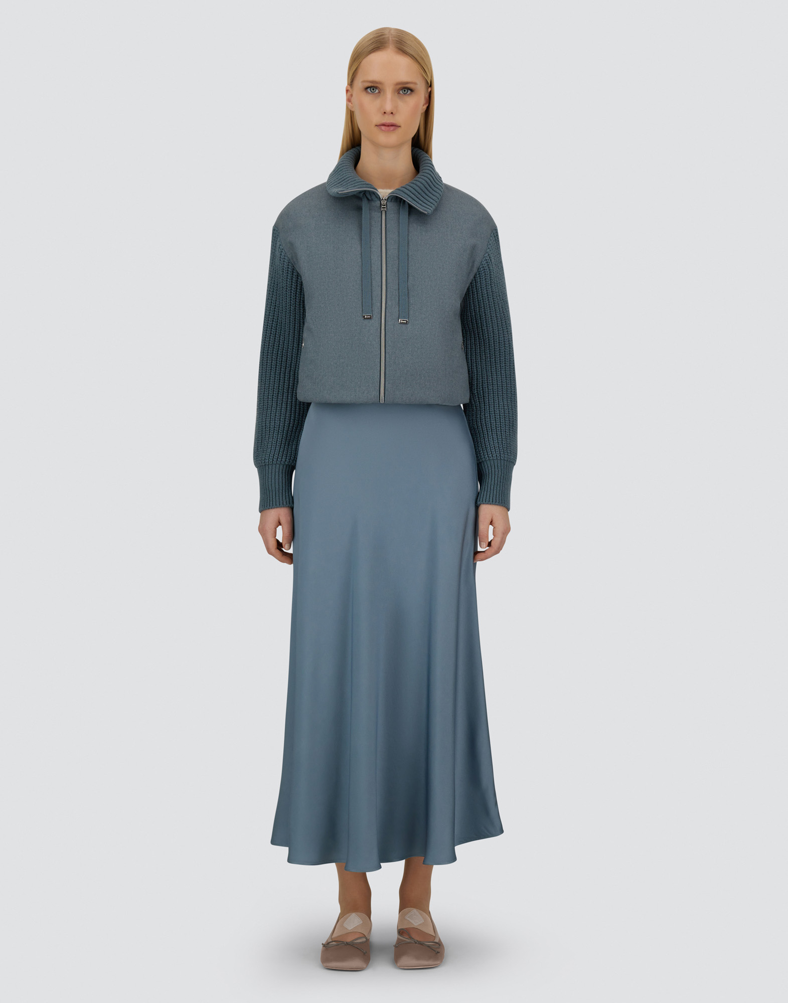Herno Resort Jacket In Cashmere Silk In Blue