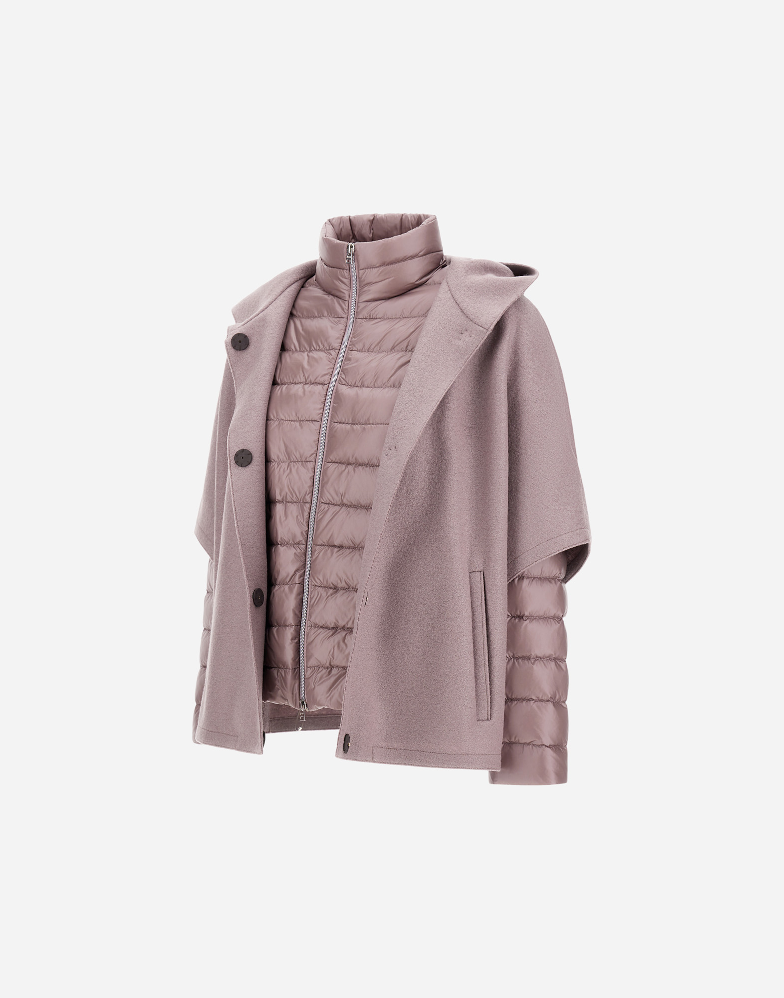Herno Resort Cape In Felted Wool & Nylon Ultralight