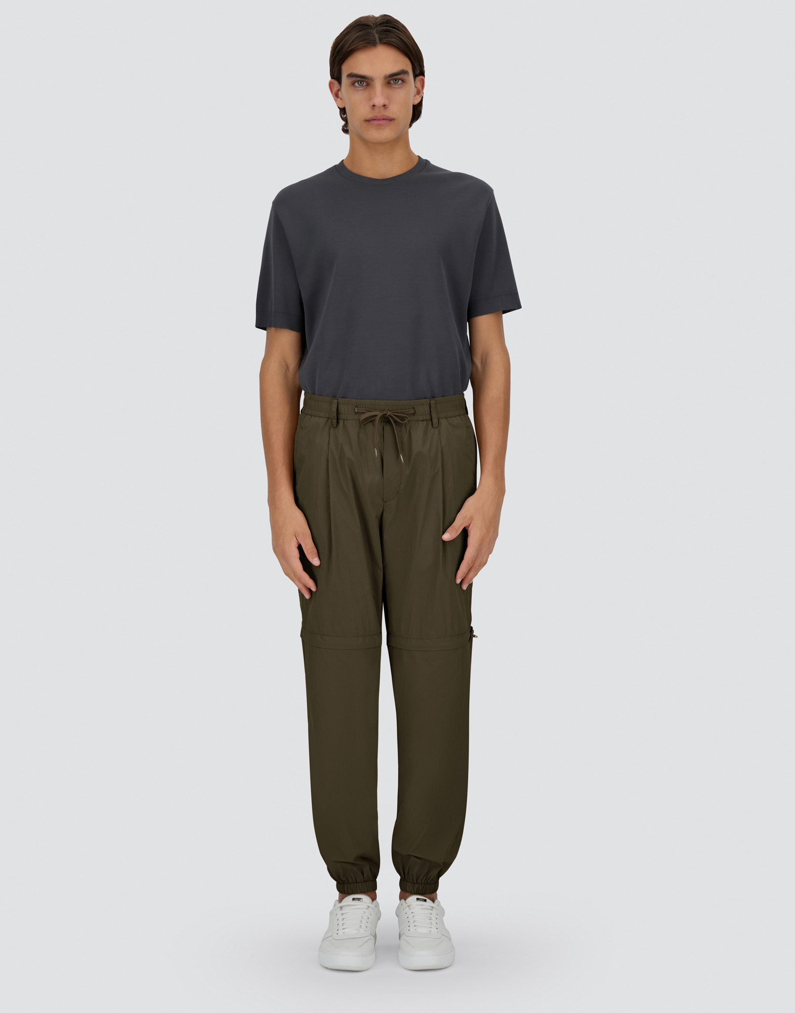 Shop Herno Trousers In Ultralight Crease In Light Military