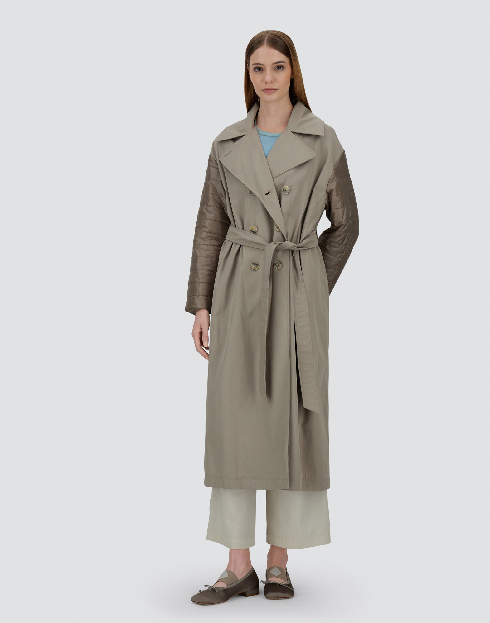 Herno Trench Coat In Dean And Nylon Ultralight In Dove Grey