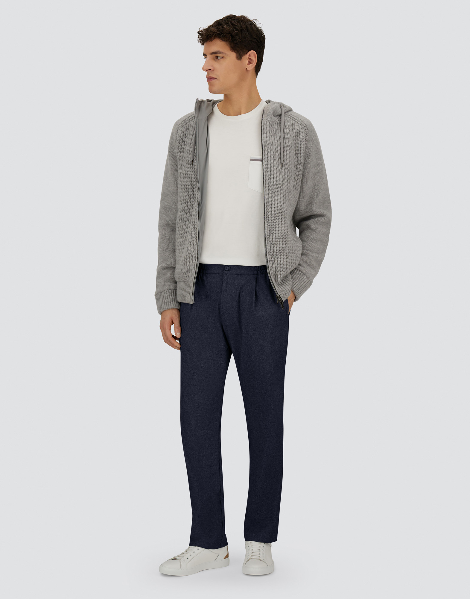 Herno Resort Trousers In Melange Suede Effect