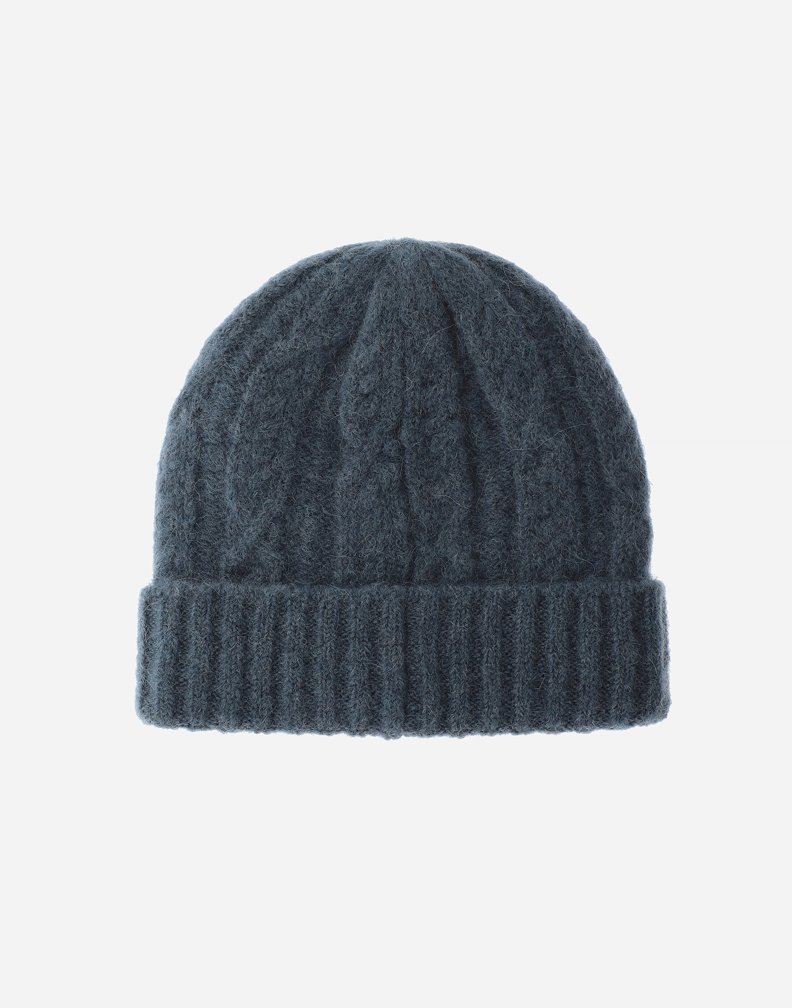 Herno Resort Beanie In Cable Knit Alpaca Wool In Blue