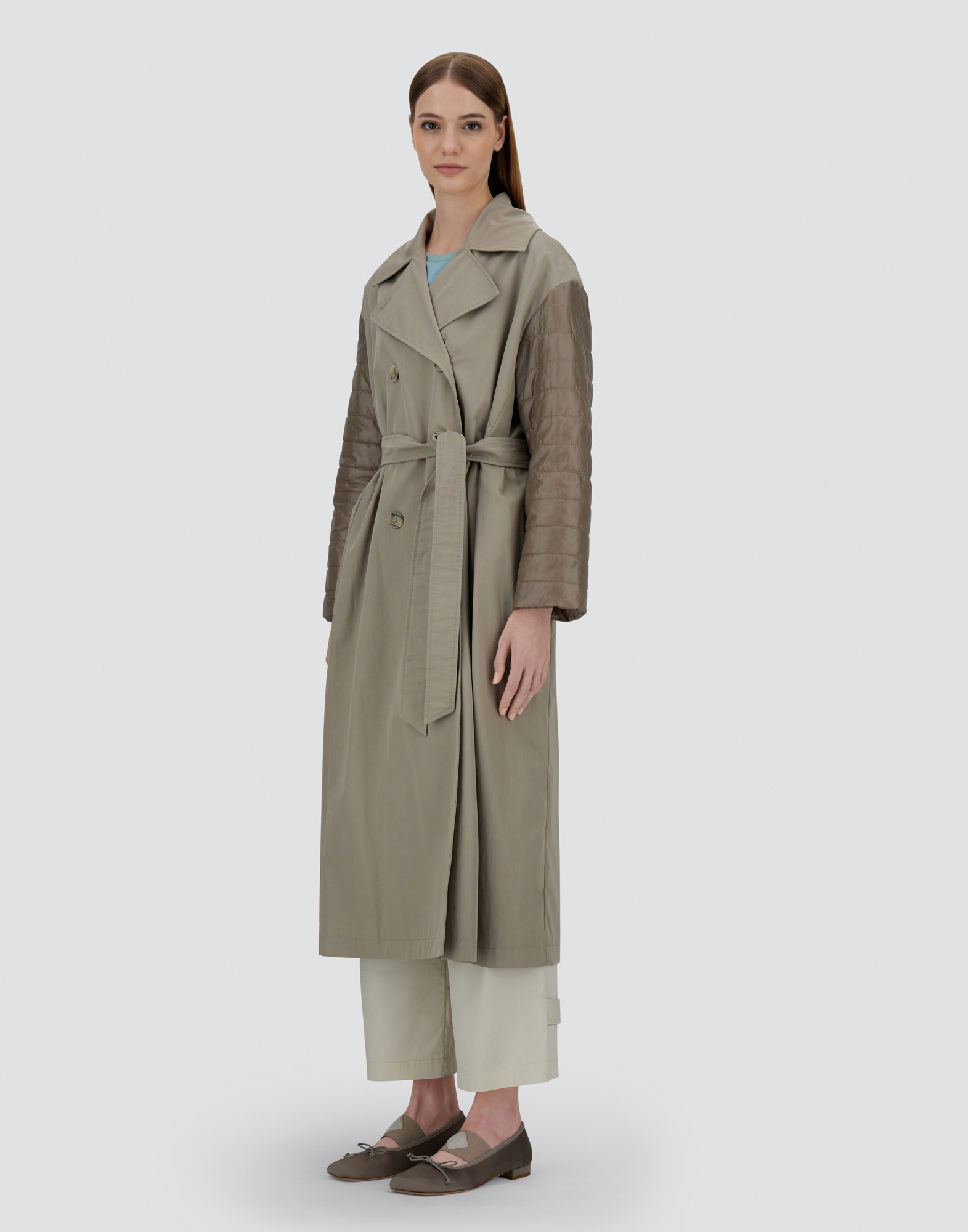 Herno Trench Coat In Dean And Nylon Ultralight In Dove Grey