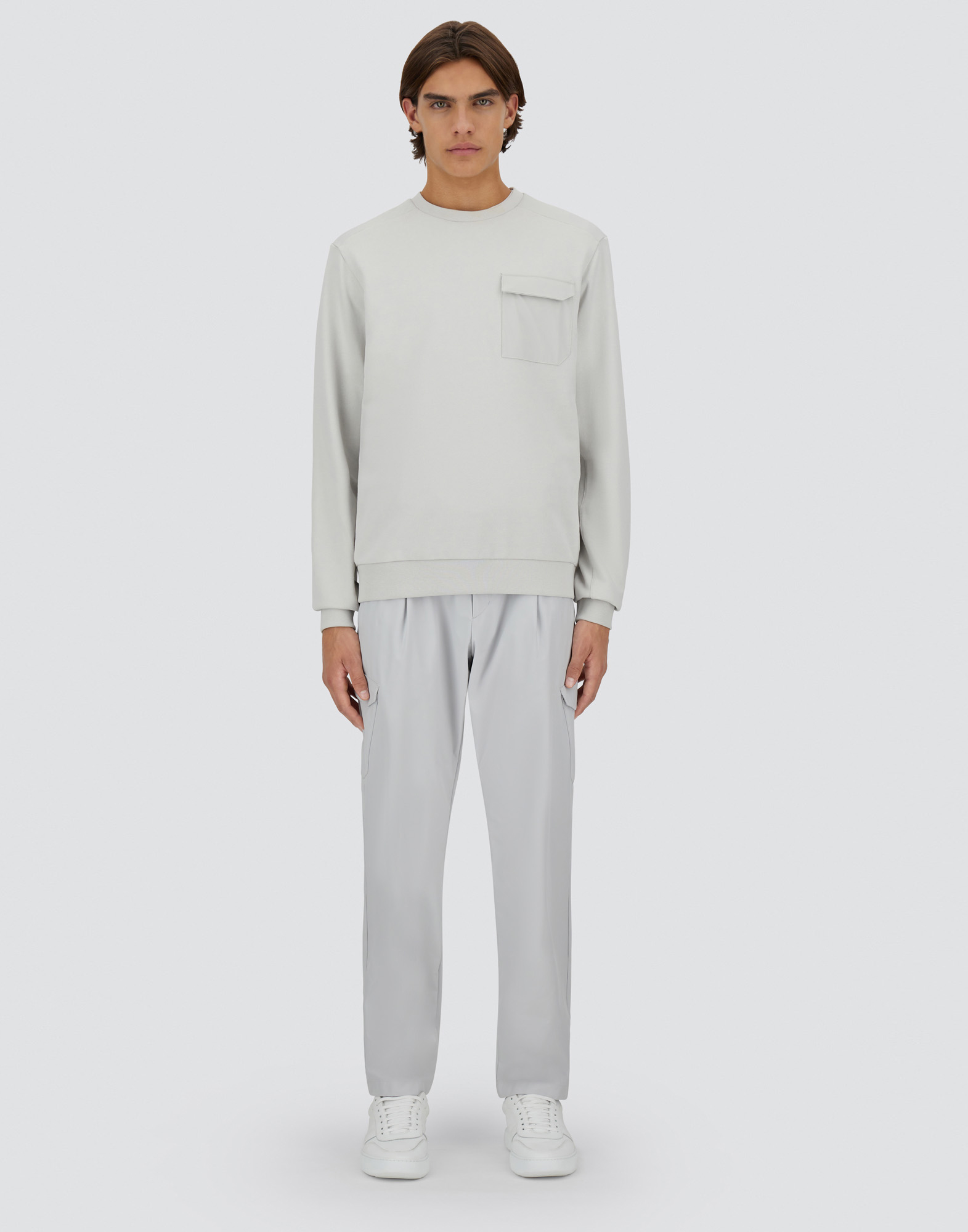 Herno Cotton Sweater And And Nylon Maestro Sweatshirt In Ice