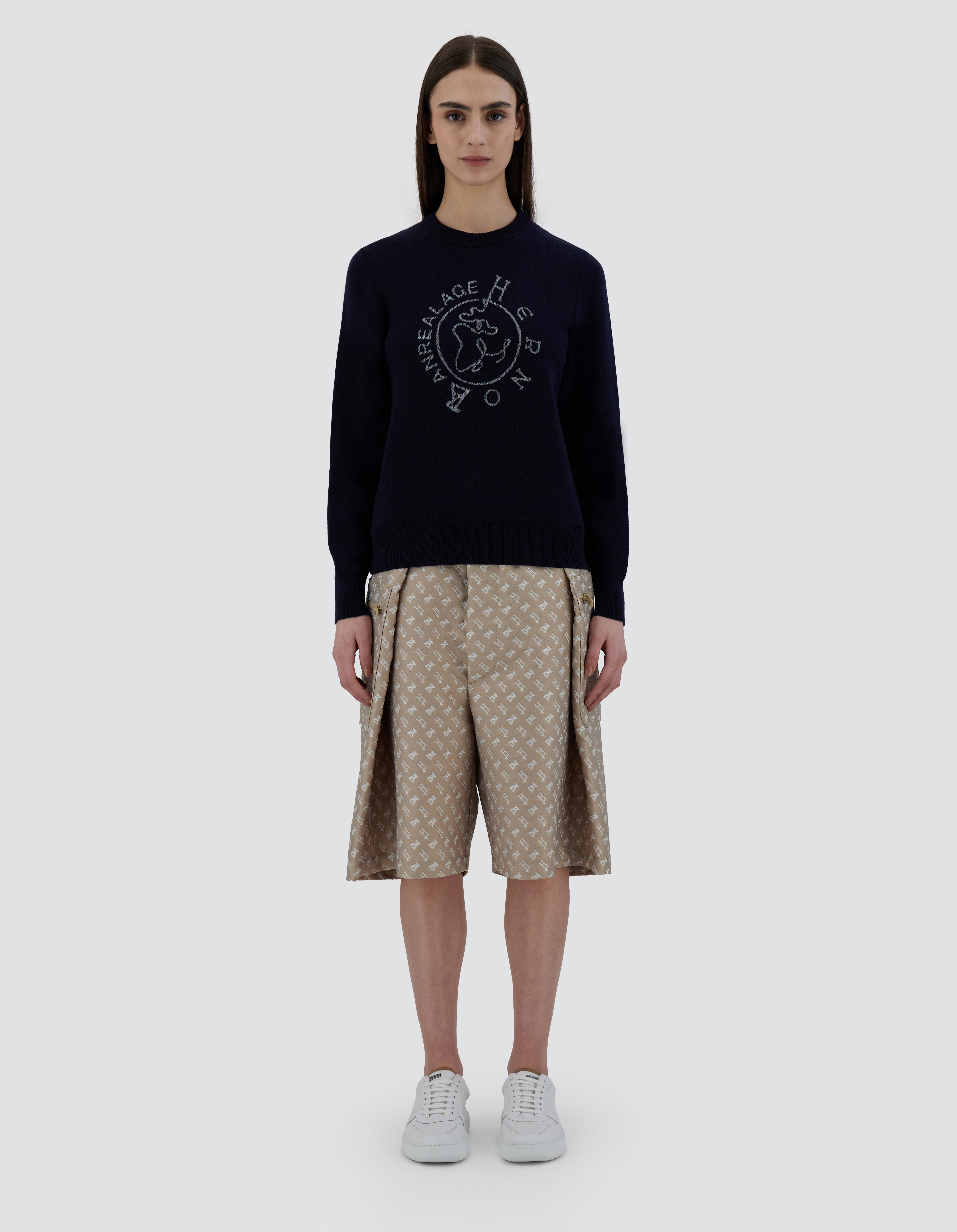 Shop Herno Globe Sweater In Photocromatic Knit In Blue