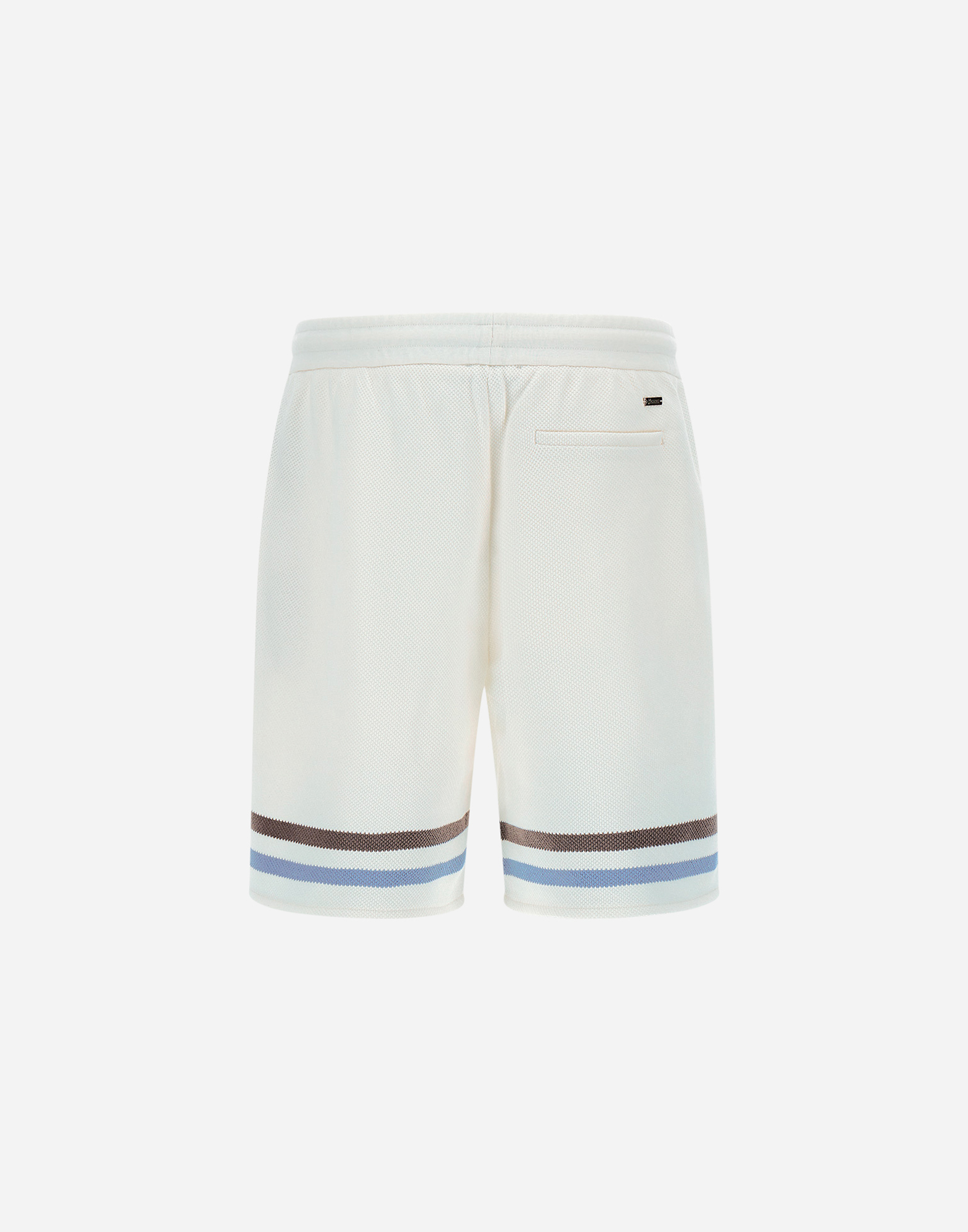 Herno Stripe Cotton Sweater Shorts In White/light Blue
