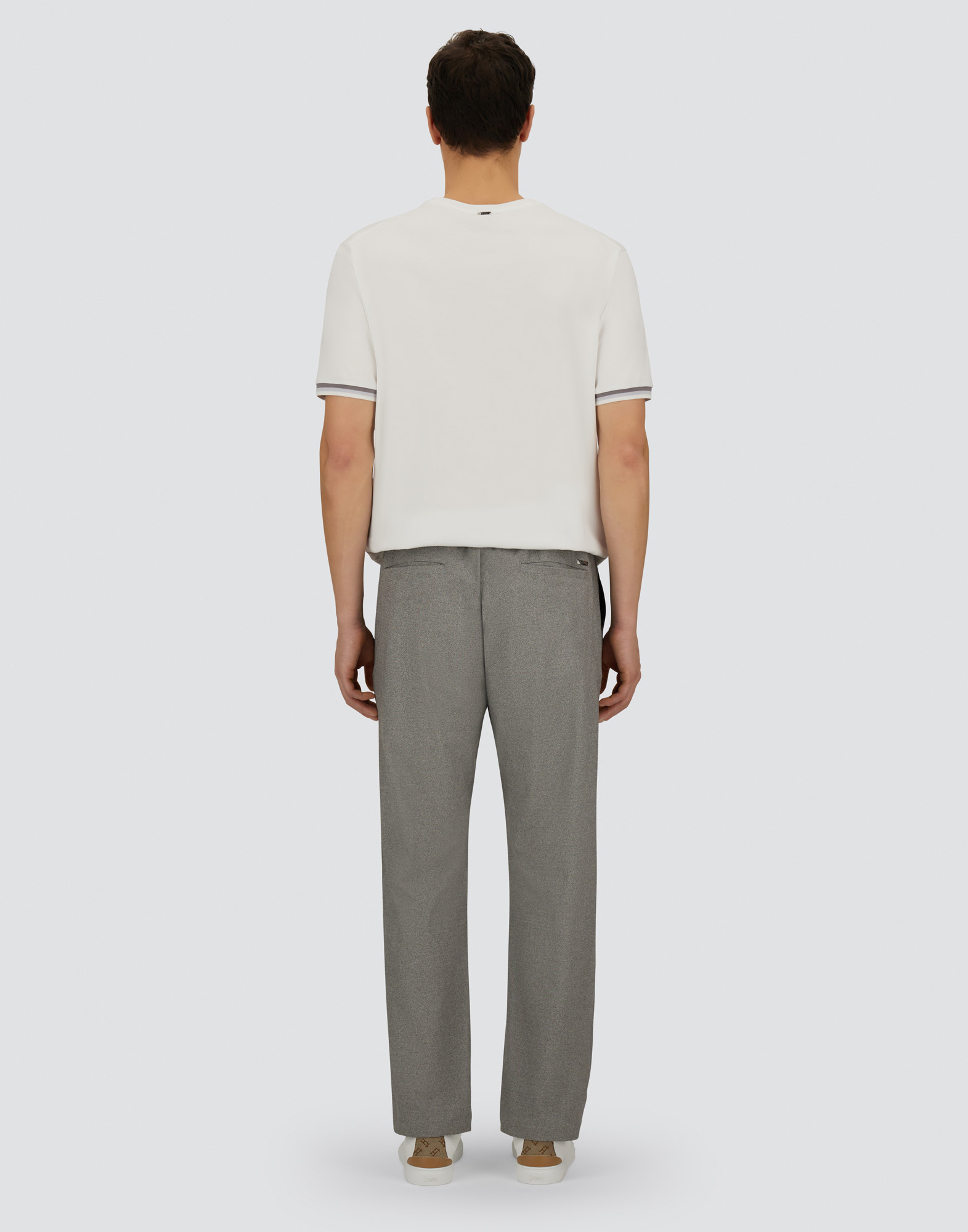 Herno Resort Trousers In Melange Suede Effect In Gray