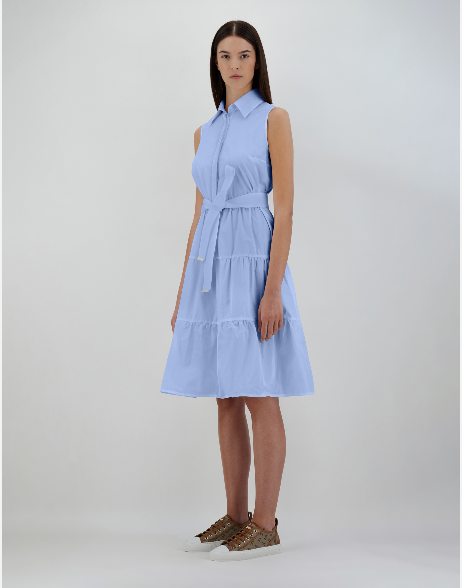 Herno Cotton/monogram/techno Taffeta' ドレス In Light Blue