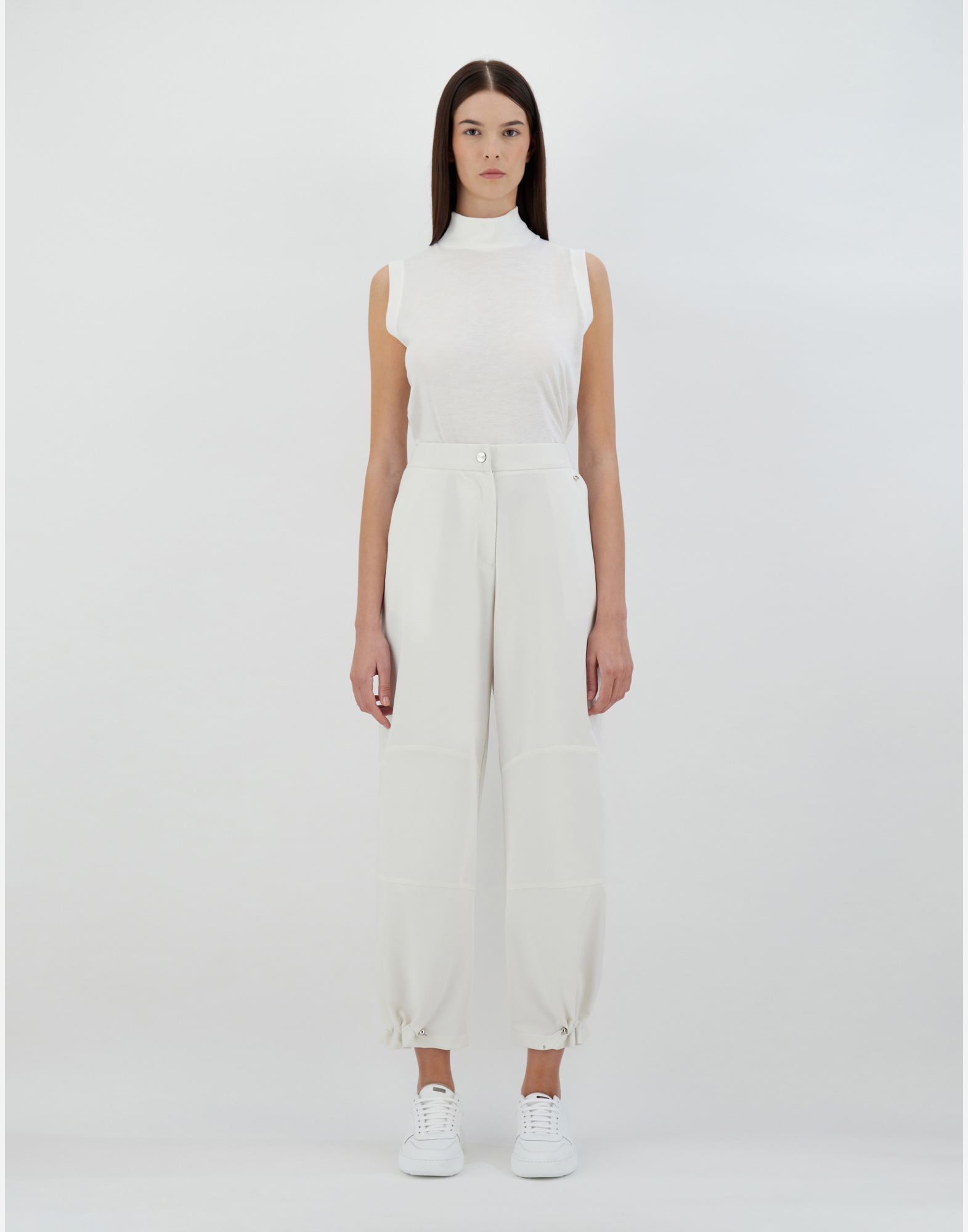 Herno Viscose Effect Trousers In Grey Pearl