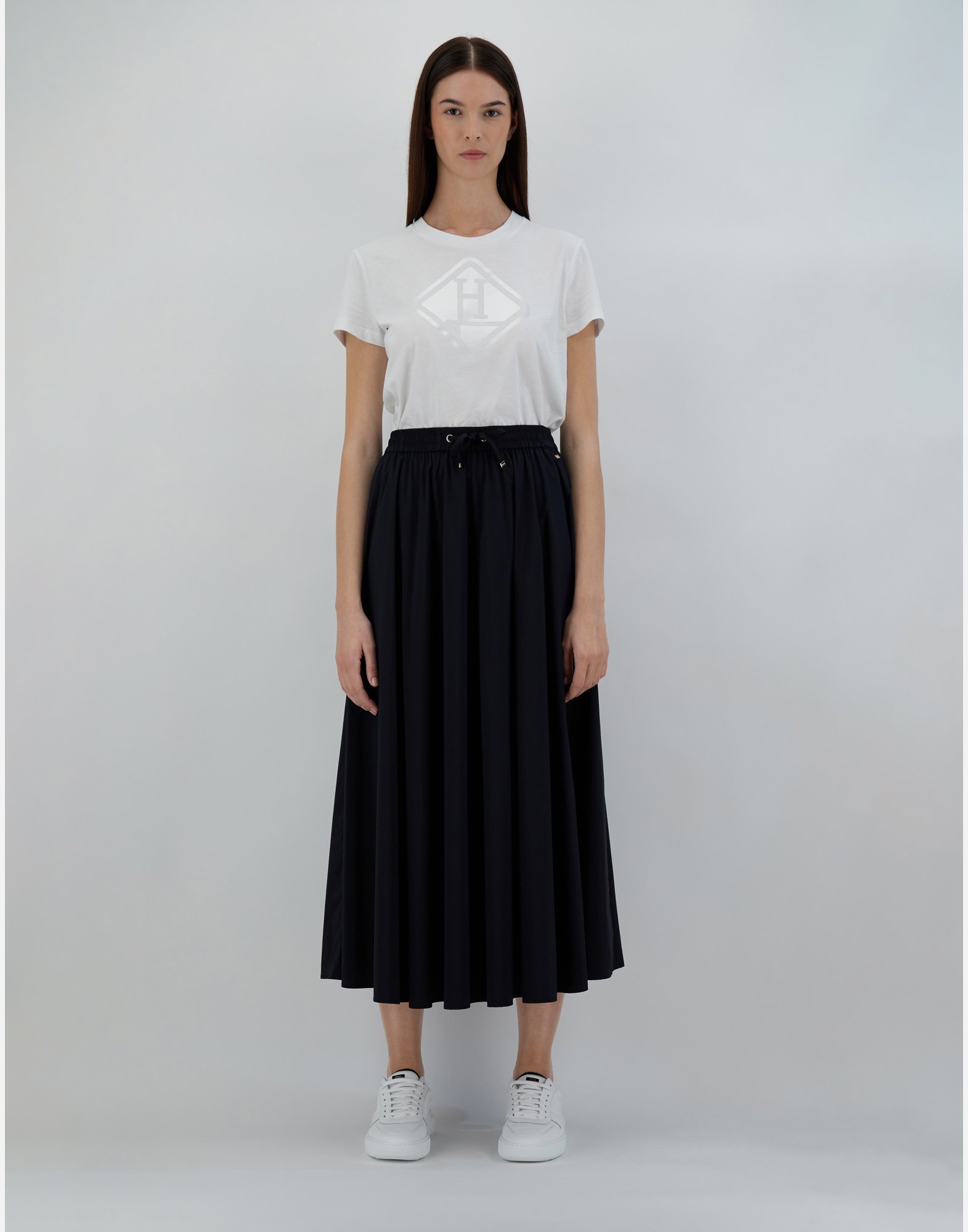 Shop Herno Skirt In Light Nylon Stretch In Black