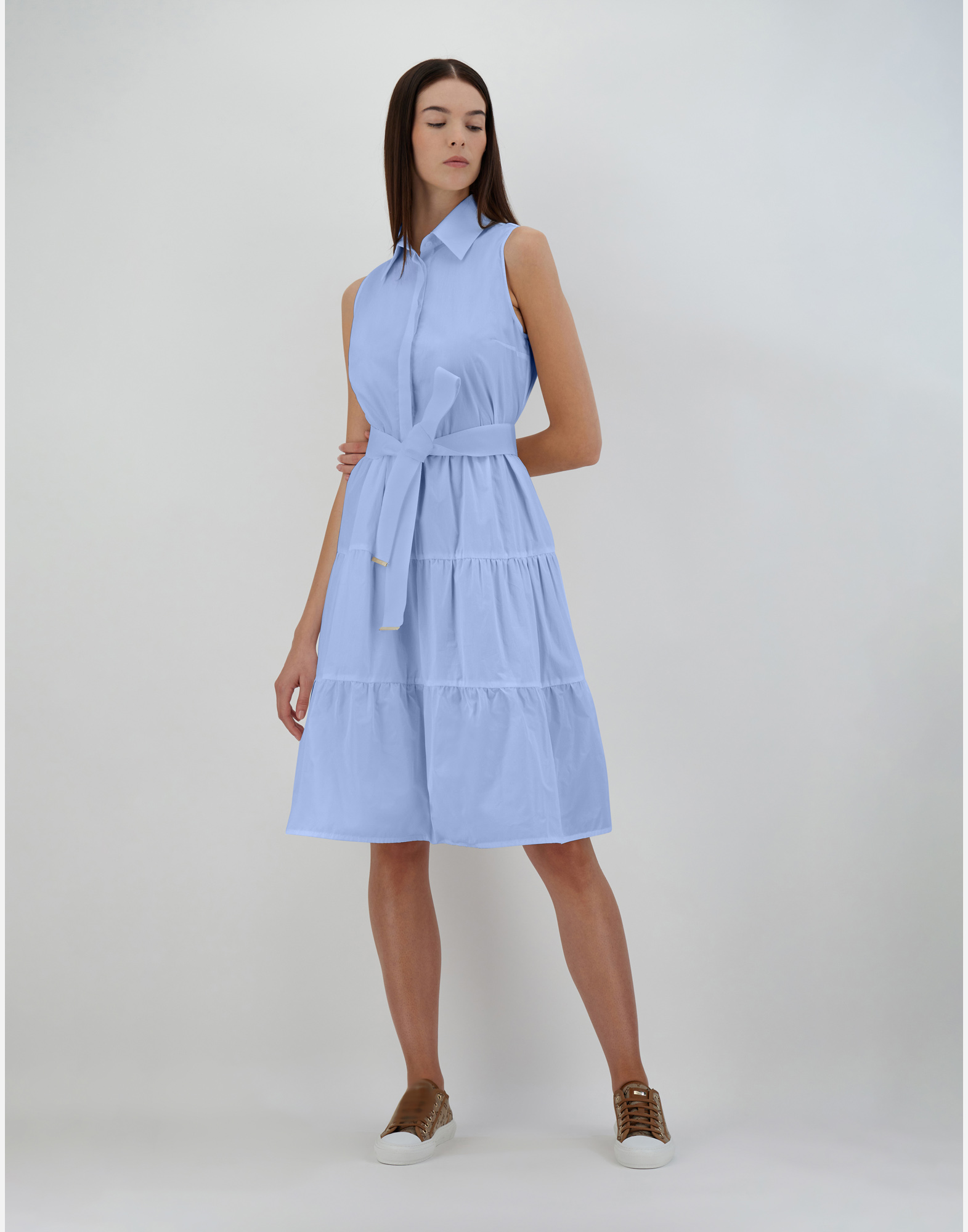 Herno Cotton/monogram/techno Taffeta' ドレス In Light Blue